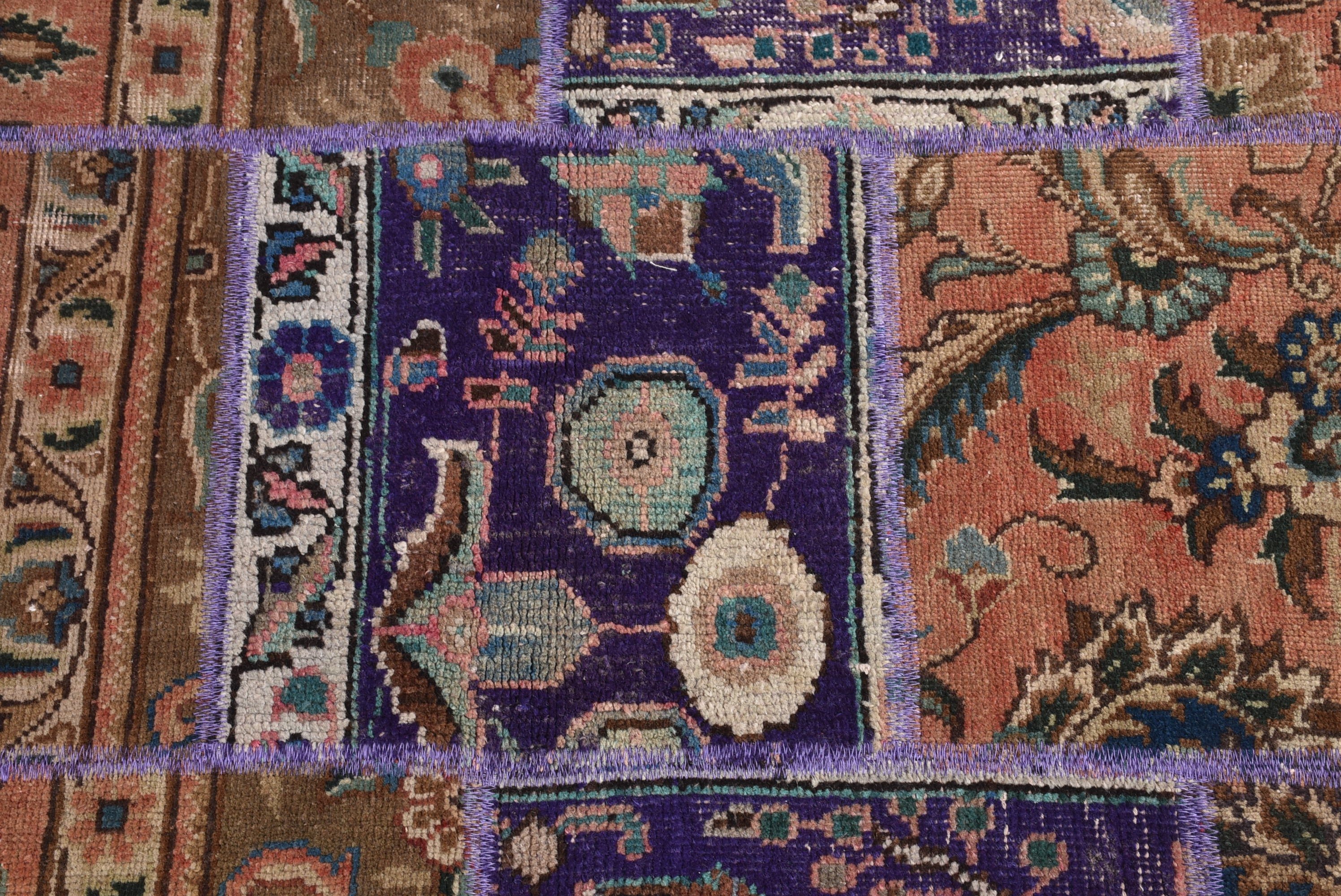 Antika Halılar, Vintage Halı, Ev Dekorasyonu Halısı, Boho Vurgulu Halılar, Mor Oushak Halıları, Dekoratif Halılar, 3.3x6.9 ft Vurgulu Halılar, Türk Halısı