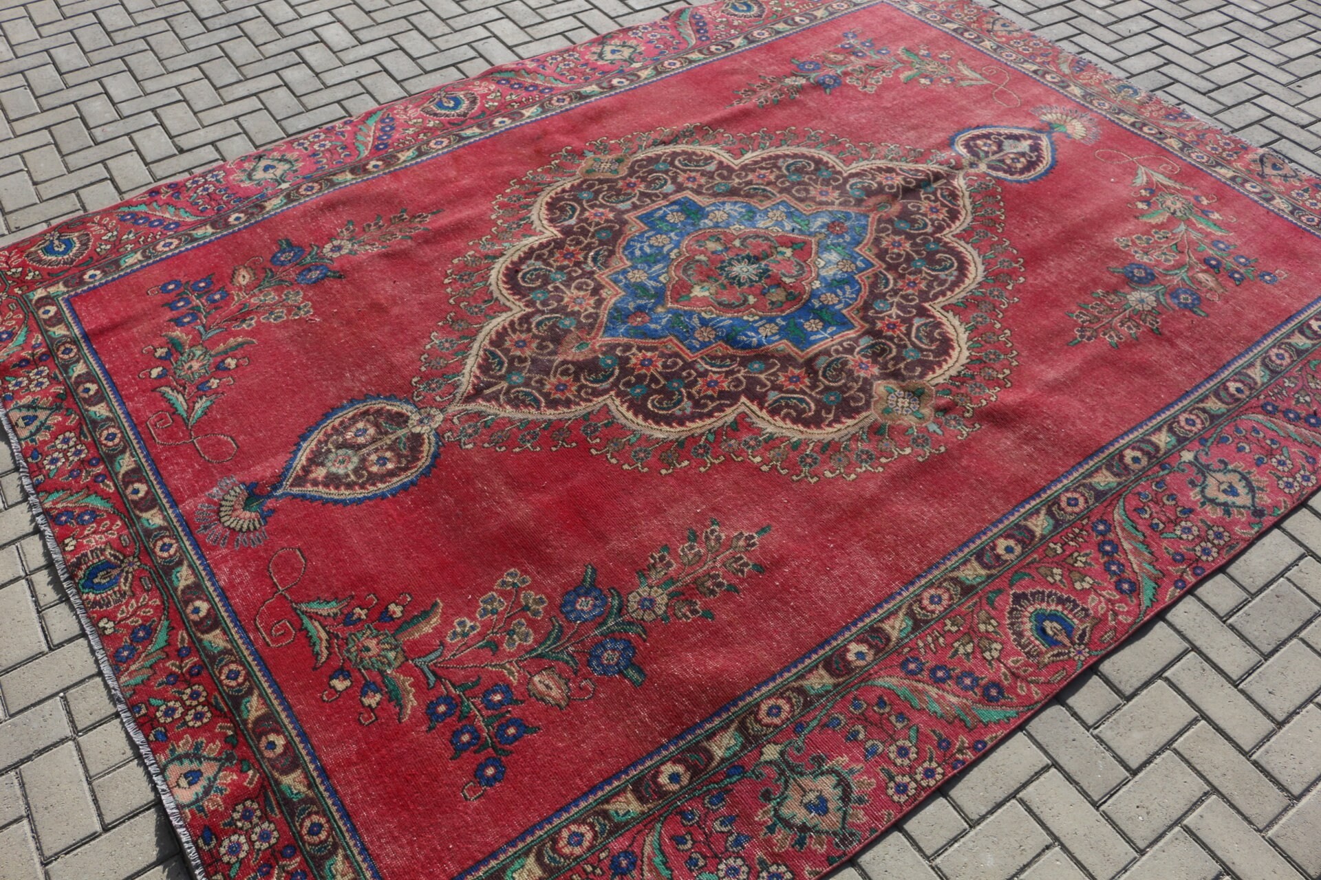 Türk Halısı, Sevimli Halı, Salon Halısı, Vintage Halı, 8.2x11.2 ft Büyük Boy Halı, Oturma Odası Halısı, Yatak Odası Halıları, Oryantal Halı, Kırmızı Anadolu Halısı