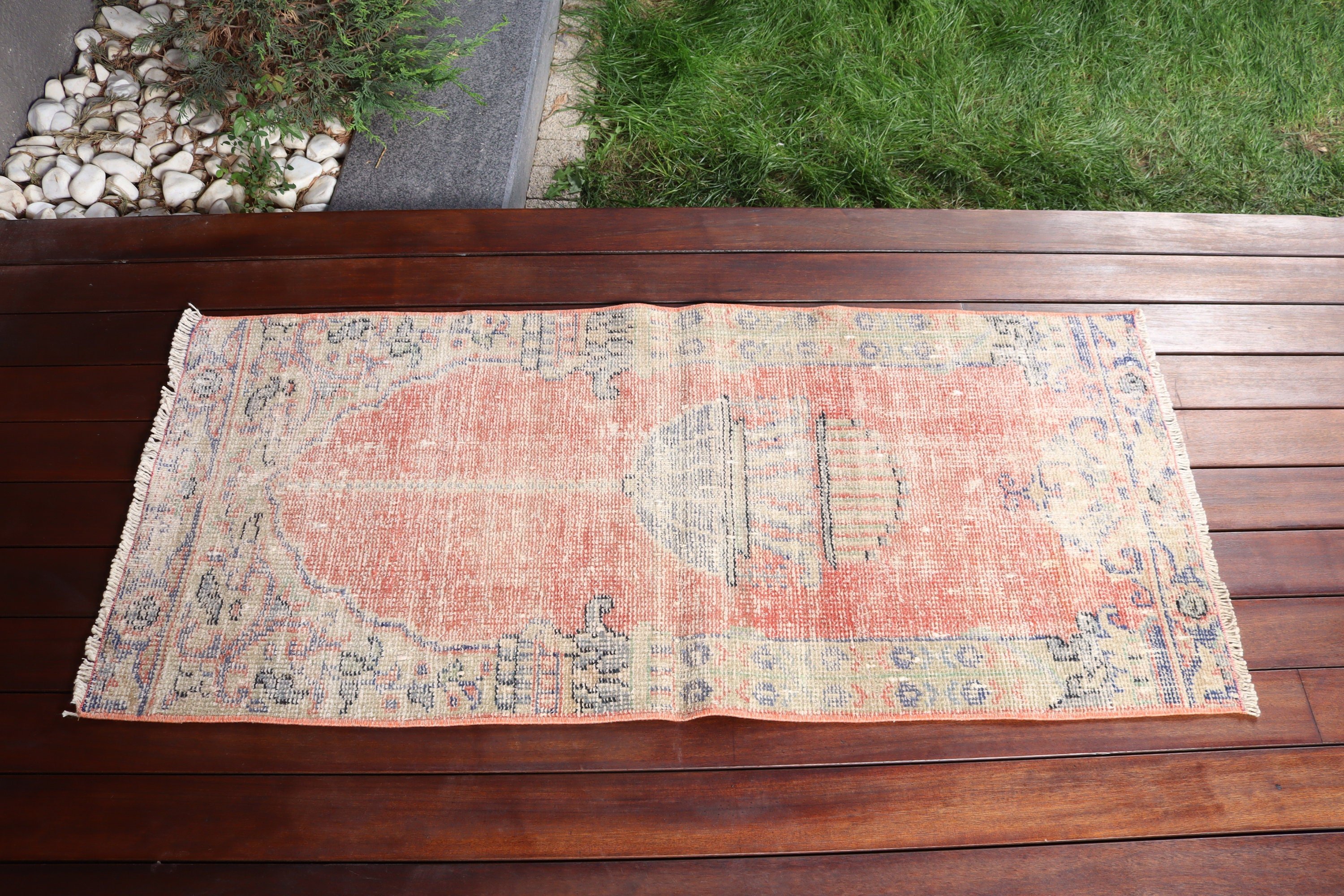 Geometrik Halılar, 1.9x4.3 ft Küçük Halı, Paspas Halısı, Dış Mekan Halıları, Lüks Halı, Kırmızı Boho Halıları, Küçük Alan Halısı, Vintage Halılar, Türk Halıları