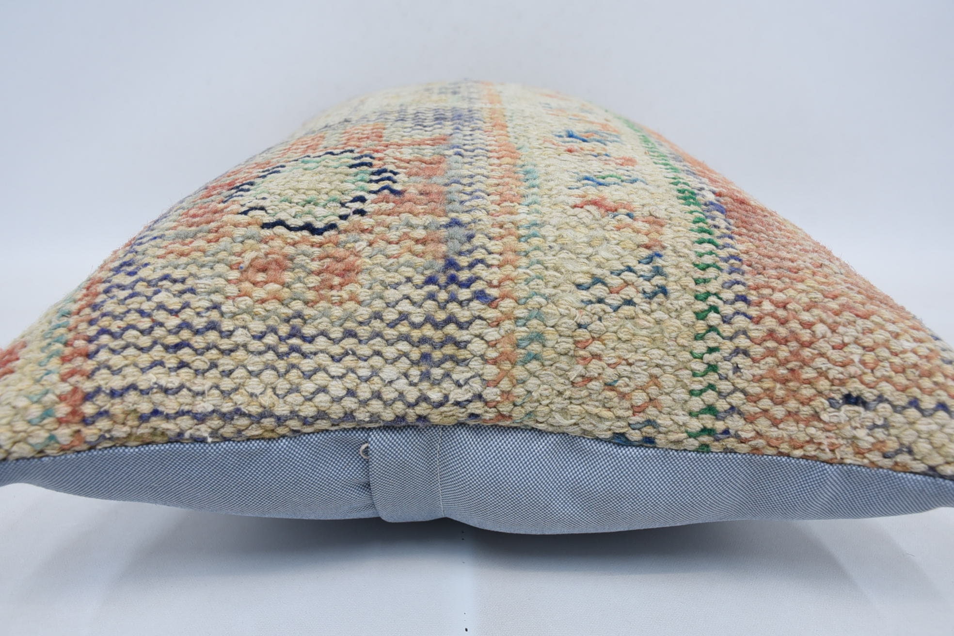 Turkish Pillow, Kilim Pillow, 16"x24" Beige Cushion, Aesthetic Cushion Cover, Throw Kilim Pillow, Colorful Pillow Cover