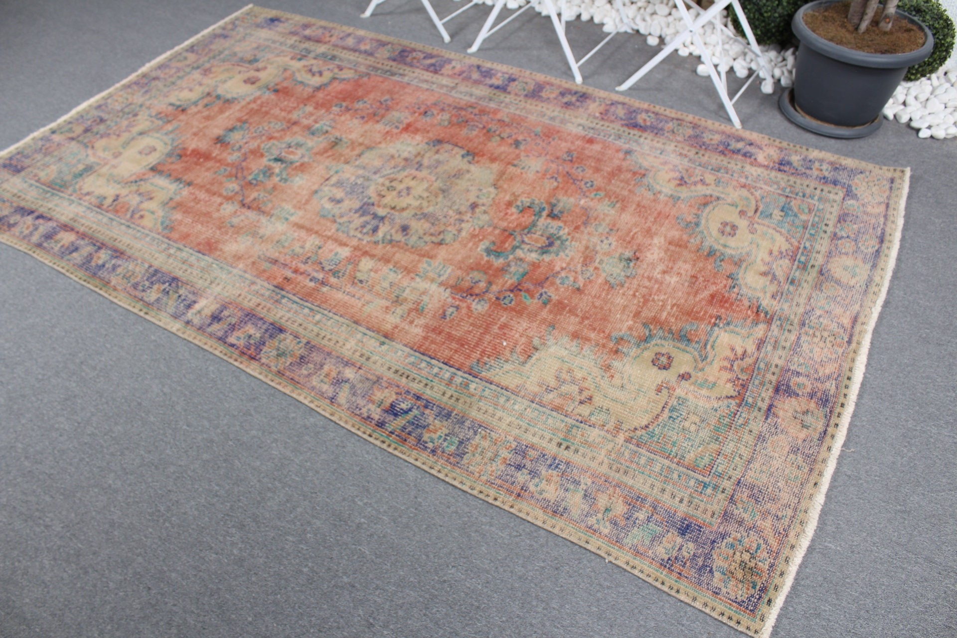 Ethnic Rug, Dining Room Rugs, Turkish Rug, Anatolian Rug, Red Oriental Rug, Vintage Rug, 4.9x8.3 ft Large Rugs, Bedroom Rug