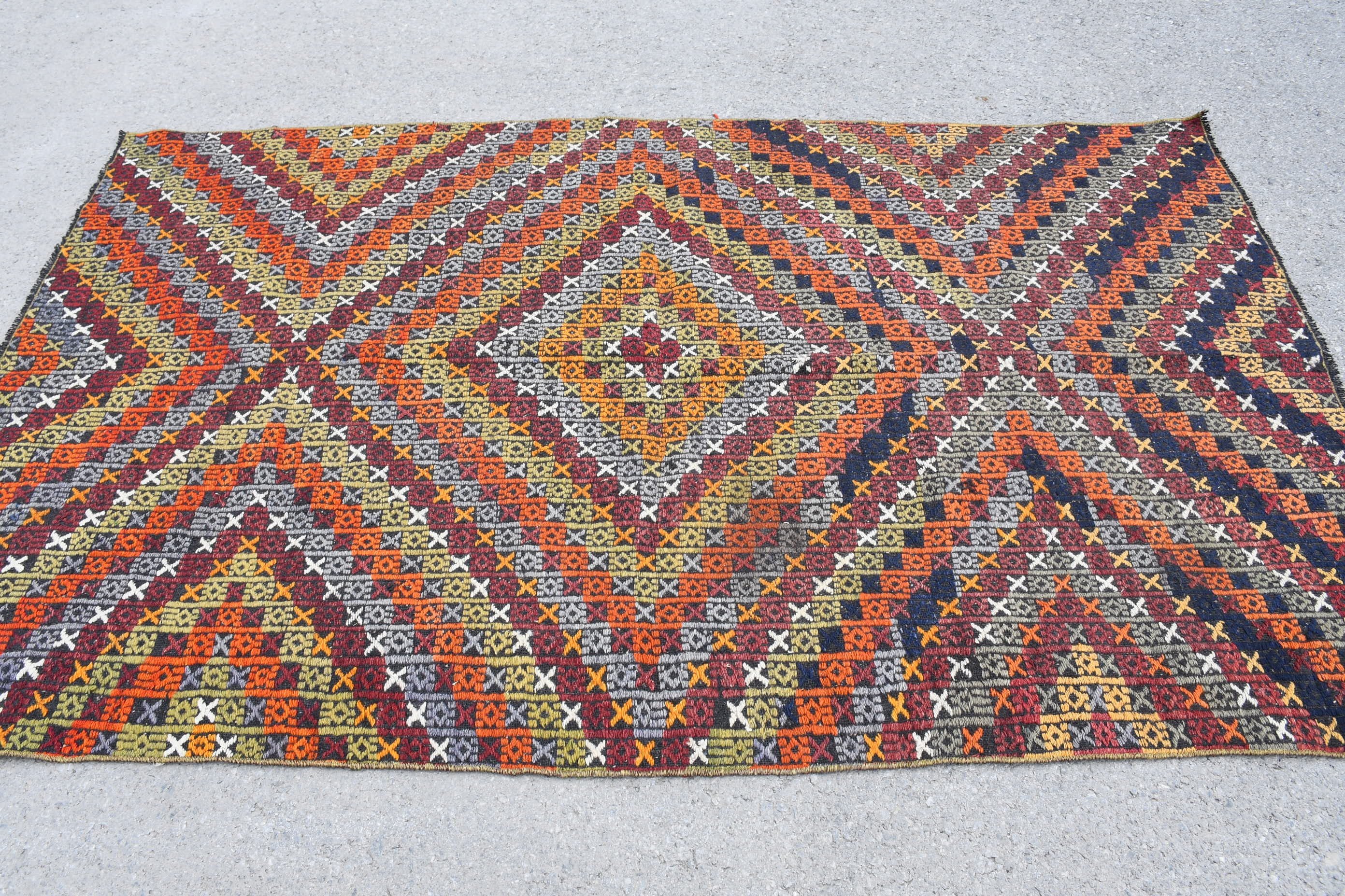 Türk Halıları, Kilim, Fas Halısı, Oturma Odası Halıları, Vintage Halılar, Yeşil 4.5x7.5 ft Alan Halısı, Yer Halıları, Vintage Dekor Halıları