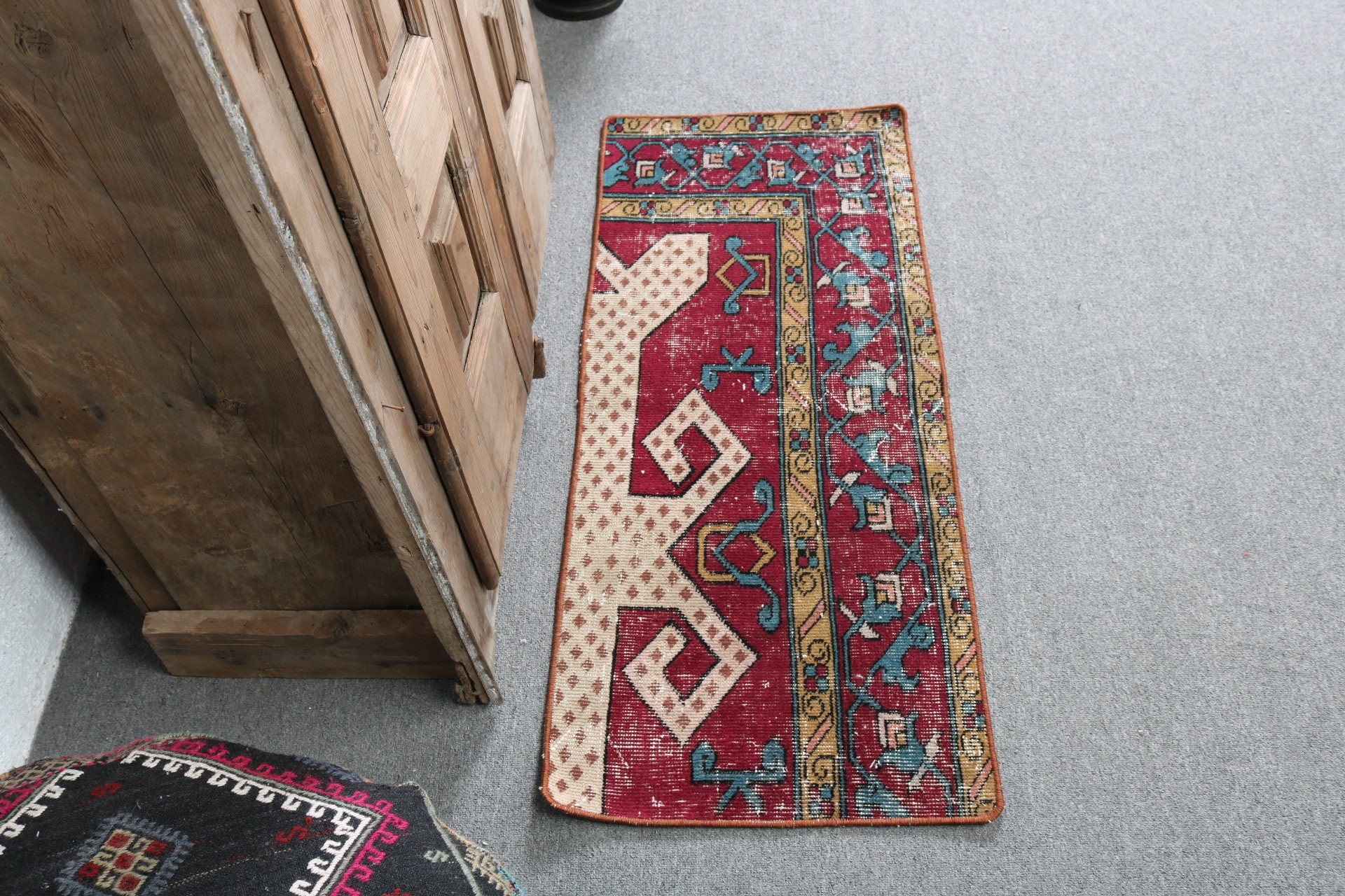 Araba Paspas Halıları, Türk Halısı, Vintage Halı, Mor Modern Halılar, Egzotik Halılar, 1,5x3,6 ft Küçük Halılar, El Dokuma Halı, Havalı Halı, Küçük Boho Halı