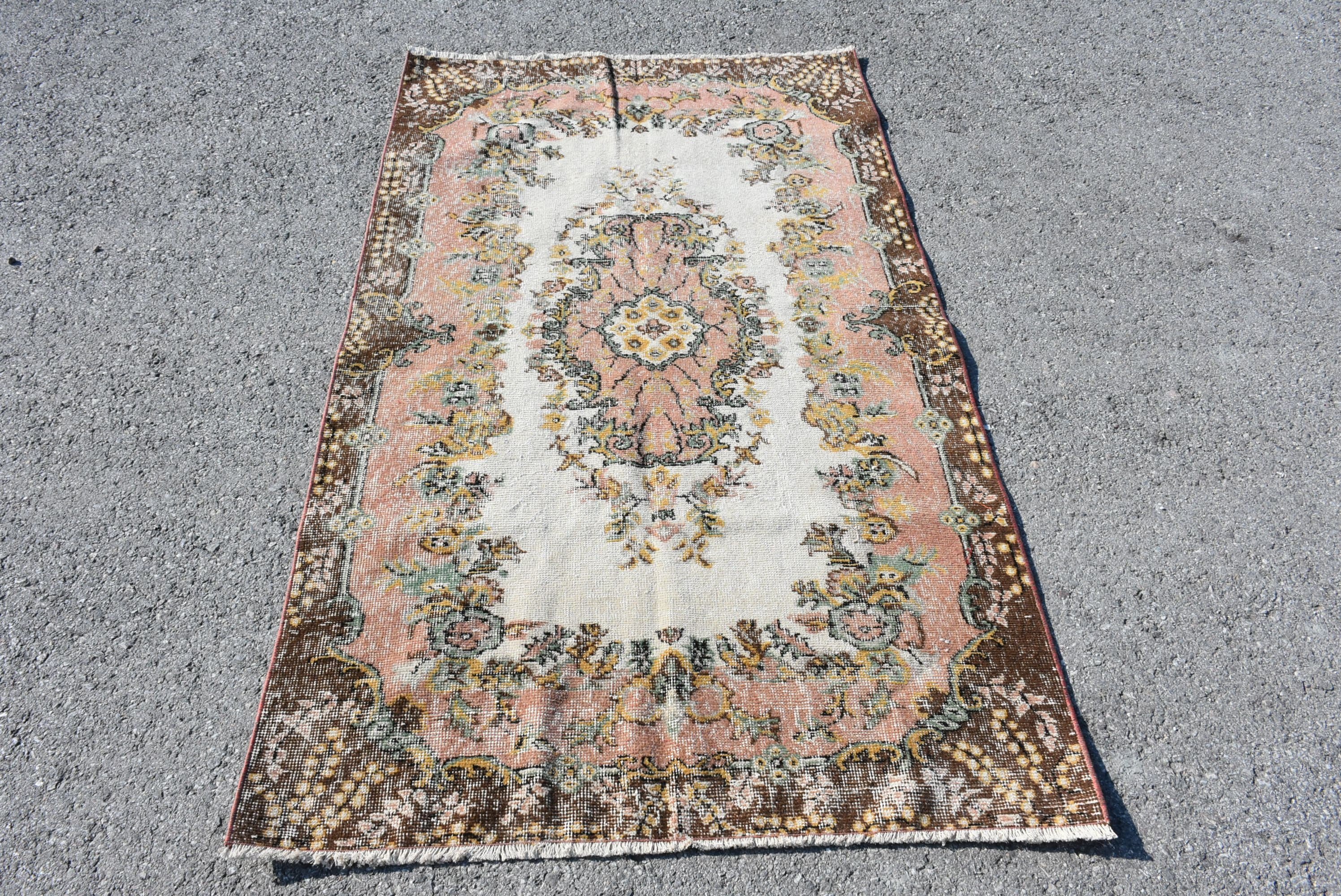 Kahverengi Soğuk Halı, Vintage Dekor Halı, Antika Halılar, İç Mekan Halıları, Vintage Halılar, Mutfak Halısı, 3,8x6,5 ft Alan Halısı, Türk Halısı, Aztek Halısı