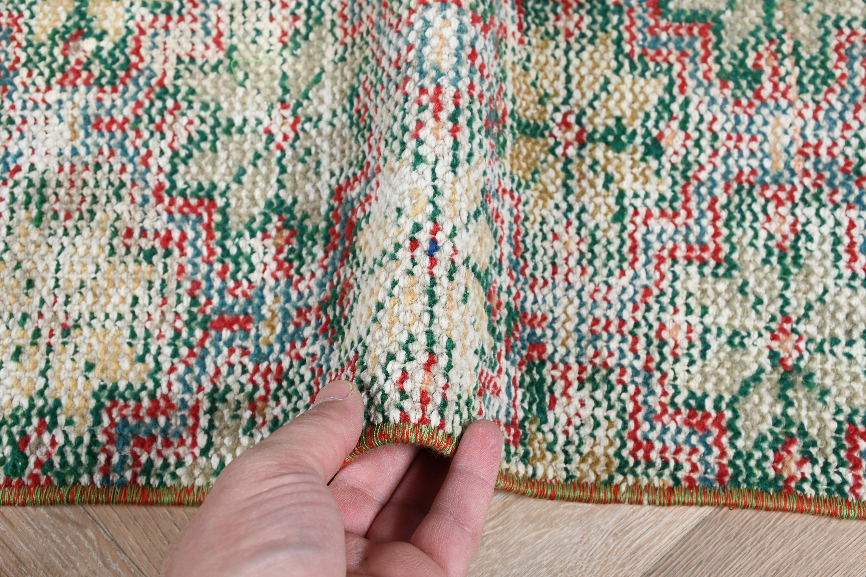Anatolian Rugs, Kitchen Rug, Nursery Rug, Turkish Rug, Rugs for Bedroom, Green  2.9x6.7 ft Accent Rug, Wool Rug, Vintage Rugs