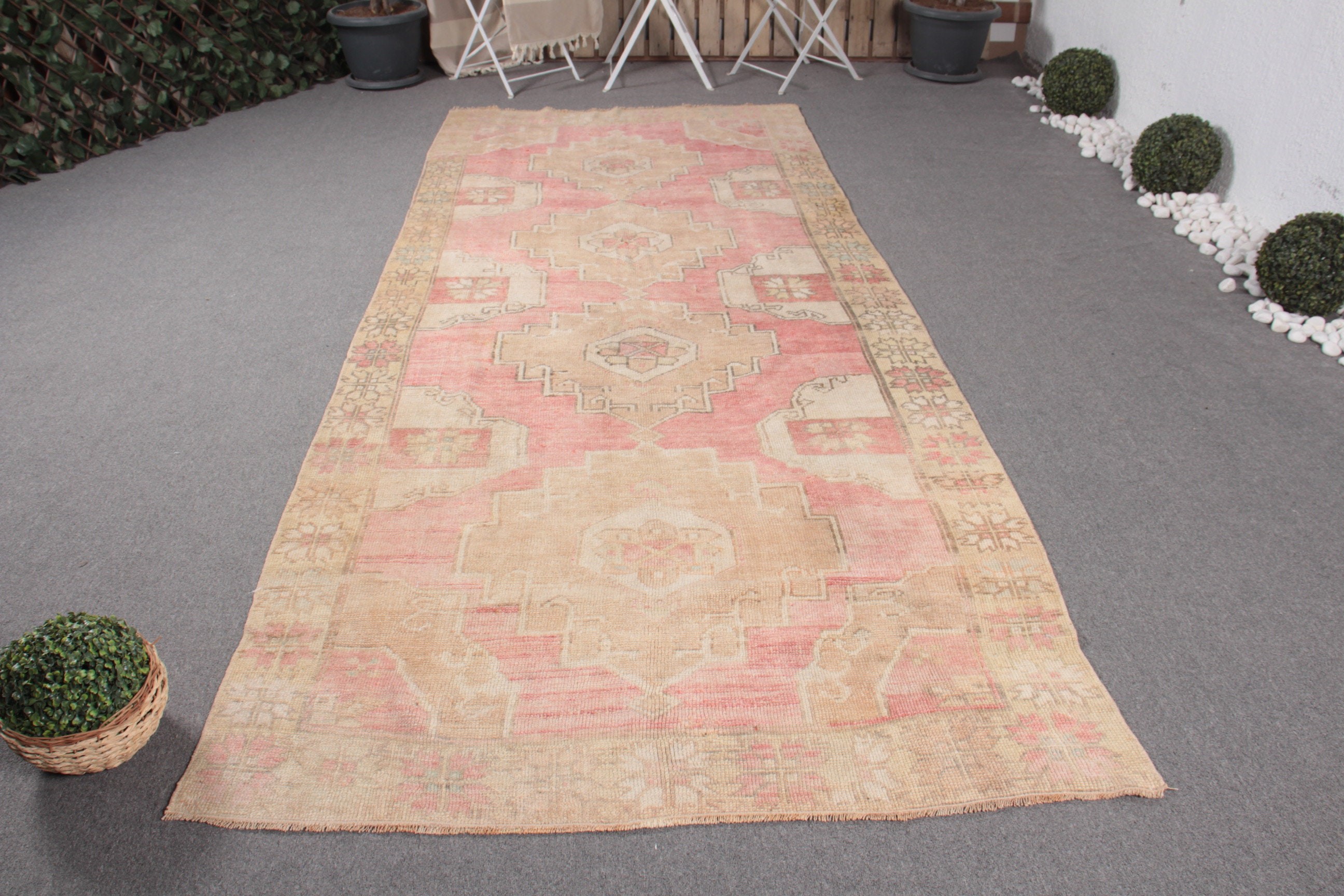 4.5x10.7 ft Large Rugs, Salon Rug, Geometric Rug, Large Vintage Rug, Turkish Rug, Vintage Rug, Boho Rug, Beige Flatweave Rugs, Oriental Rug