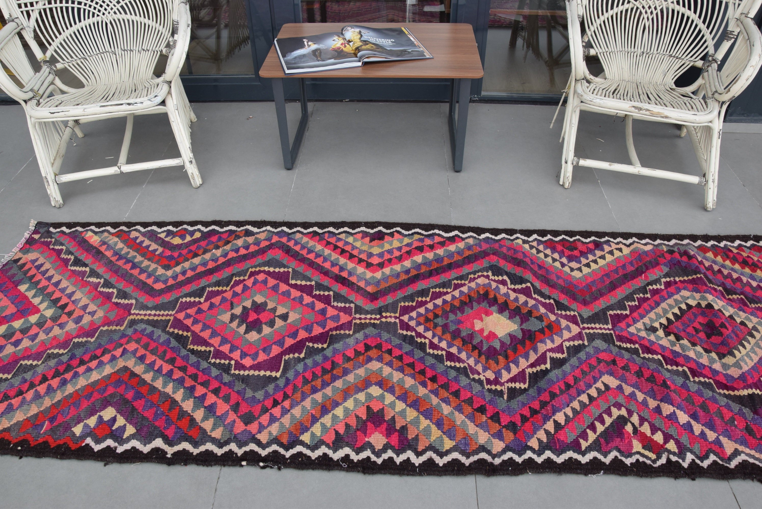 Mutfak Halıları, Kilim, Yatak Odası Halısı, Vintage Halı, Sevimli Halı, Pembe Oushak Halısı, Türk Halıları, Koridor Halıları, 3,1x12,3 ft Yolluk Halısı