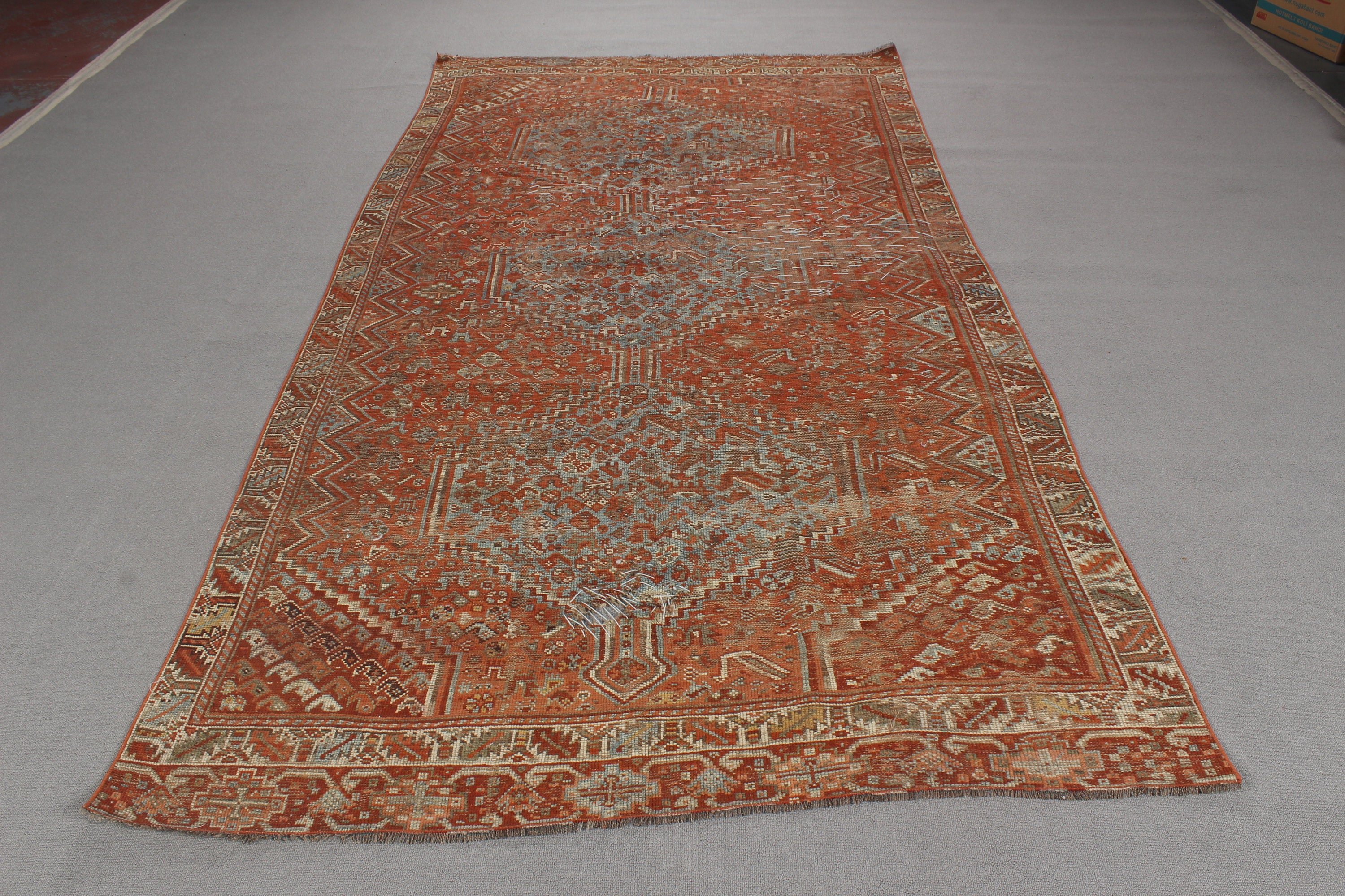 5.1x9.2 ft Büyük Halı, Salon Halıları, Türk Halısı, Kırmızı Yer Halıları, Vintage Halılar, Boho Halıları, Yemek Odası Halısı, Oturma Odası Halısı, Oushak Halıları