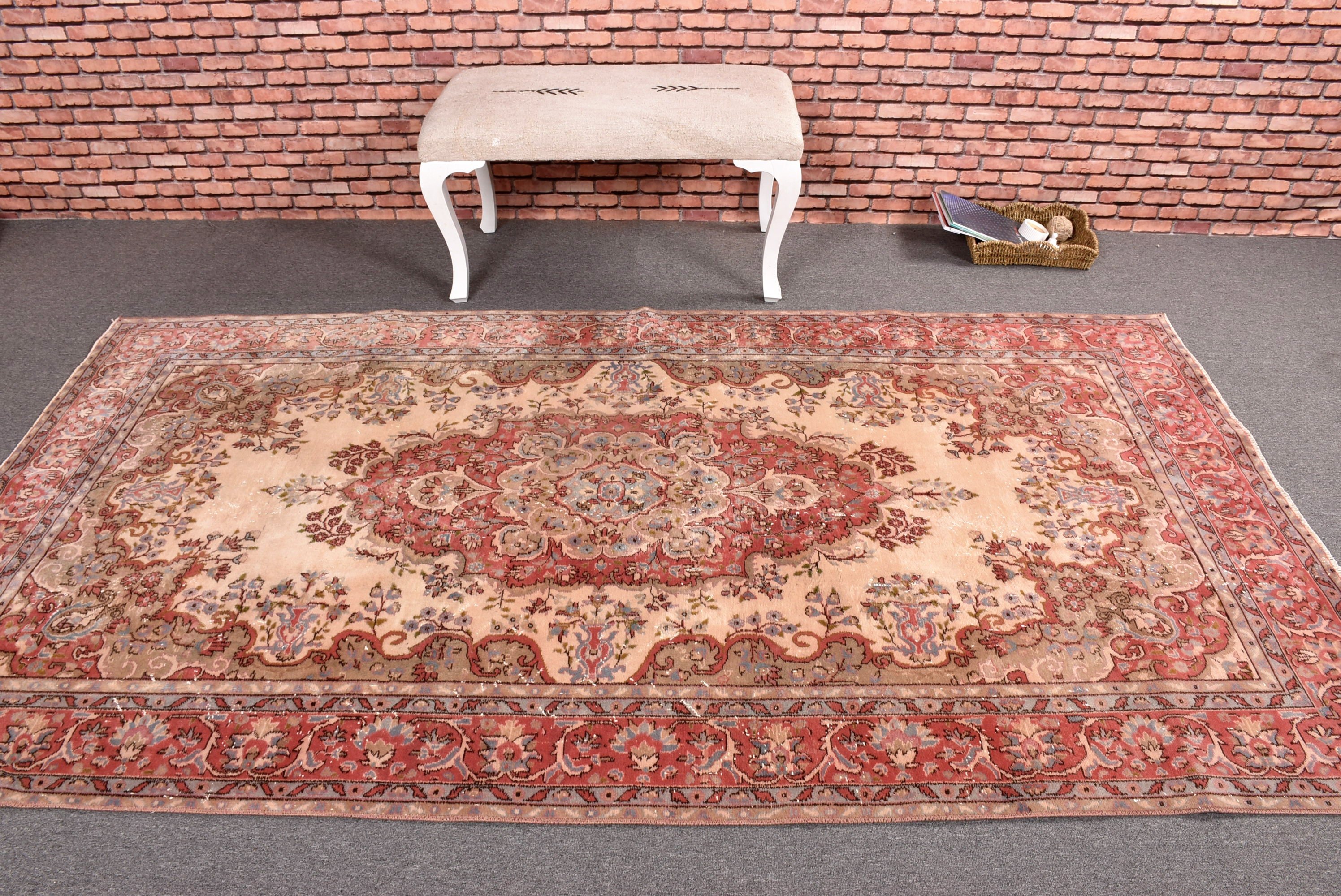 Modern Halılar, Salon Halıları, Lüks Halılar, Antika Halılar, Vintage Halı, Büyük Boho Halıları, Kırmızı El Dokuma Halı, Türk Halıları, 4,8x8,9 ft Büyük Halı