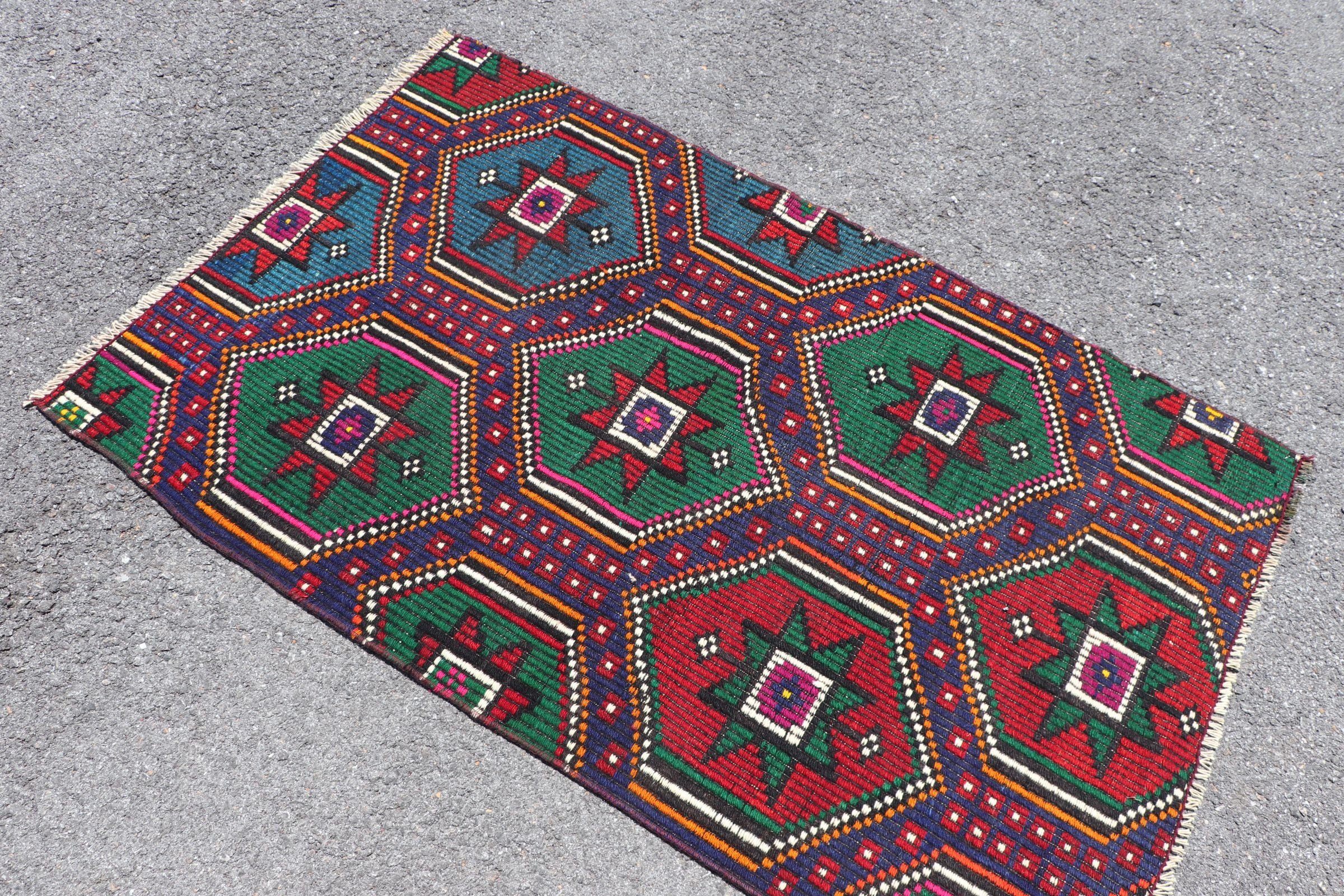 3x4.6 ft Small Rugs, Kilim, Rugs for Door Mat, Oriental Rug, Turkish Rug, Vintage Rug, Anatolian Rug, Red Floor Rugs, Bathroom Rug, Old Rug