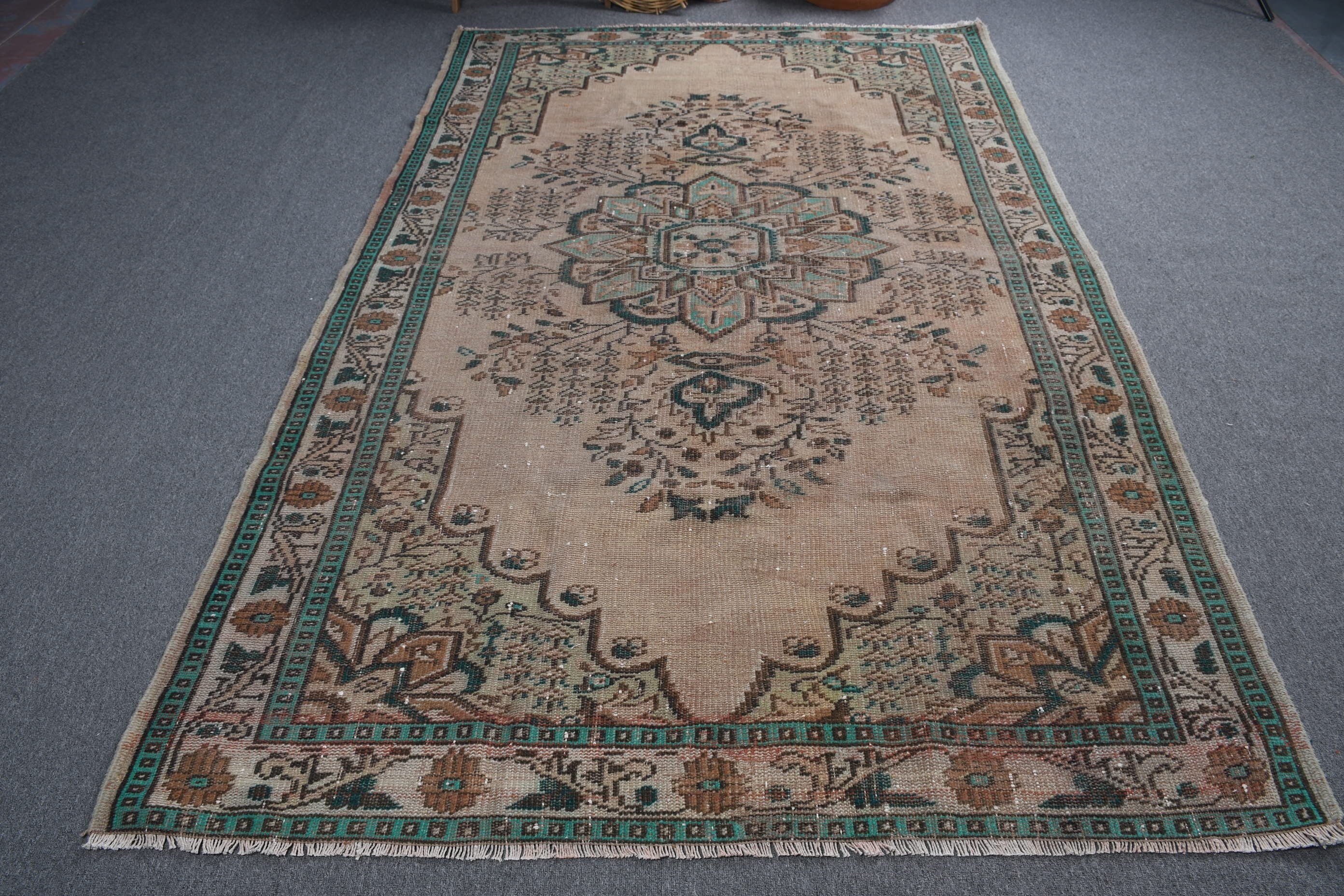 Fas Halısı, Kahverengi Yün Halılar, 5.4x8.7 ft Büyük Halılar, Oryantal Halılar, Vintage Halı, El Dokuma Halı, Yatak Odası Halısı, Türk Halısı, Oturma Odası Halısı