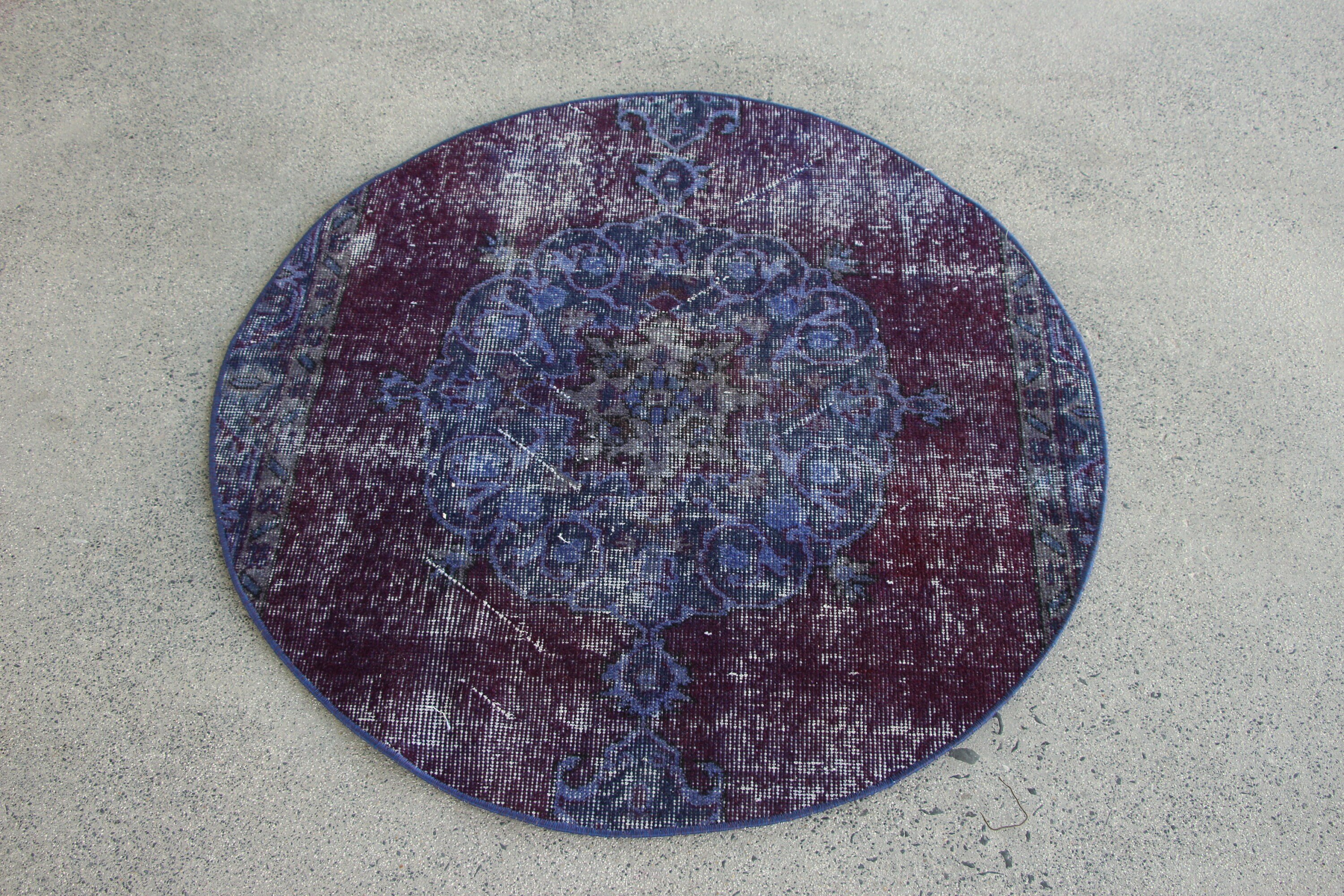 Purple Kitchen Rugs, 3.2x3.3 ft Small Rug, Car Mat Rug, Turkish Rugs, Oushak Rugs, Rugs for Kitchen, Vintage Rug, Cool Rug, Bath Rug