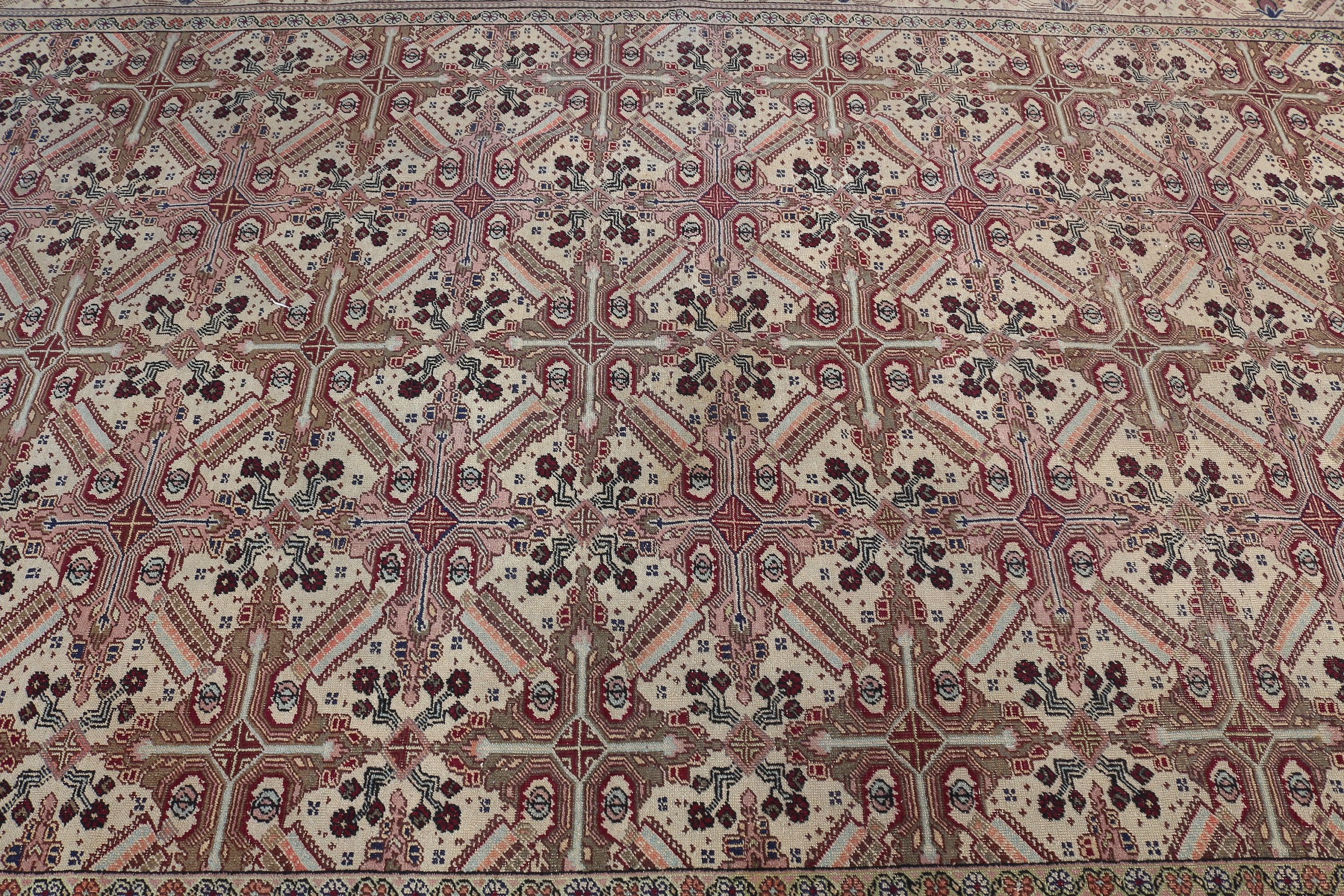 Vintage Halı, Türk Halısı, Oturma Odası Halısı, Yemek Odası Halısı, 6.3x9.4 ft Büyük Halı, Bej Anadolu Halıları, Ev Dekorasyonu Halısı