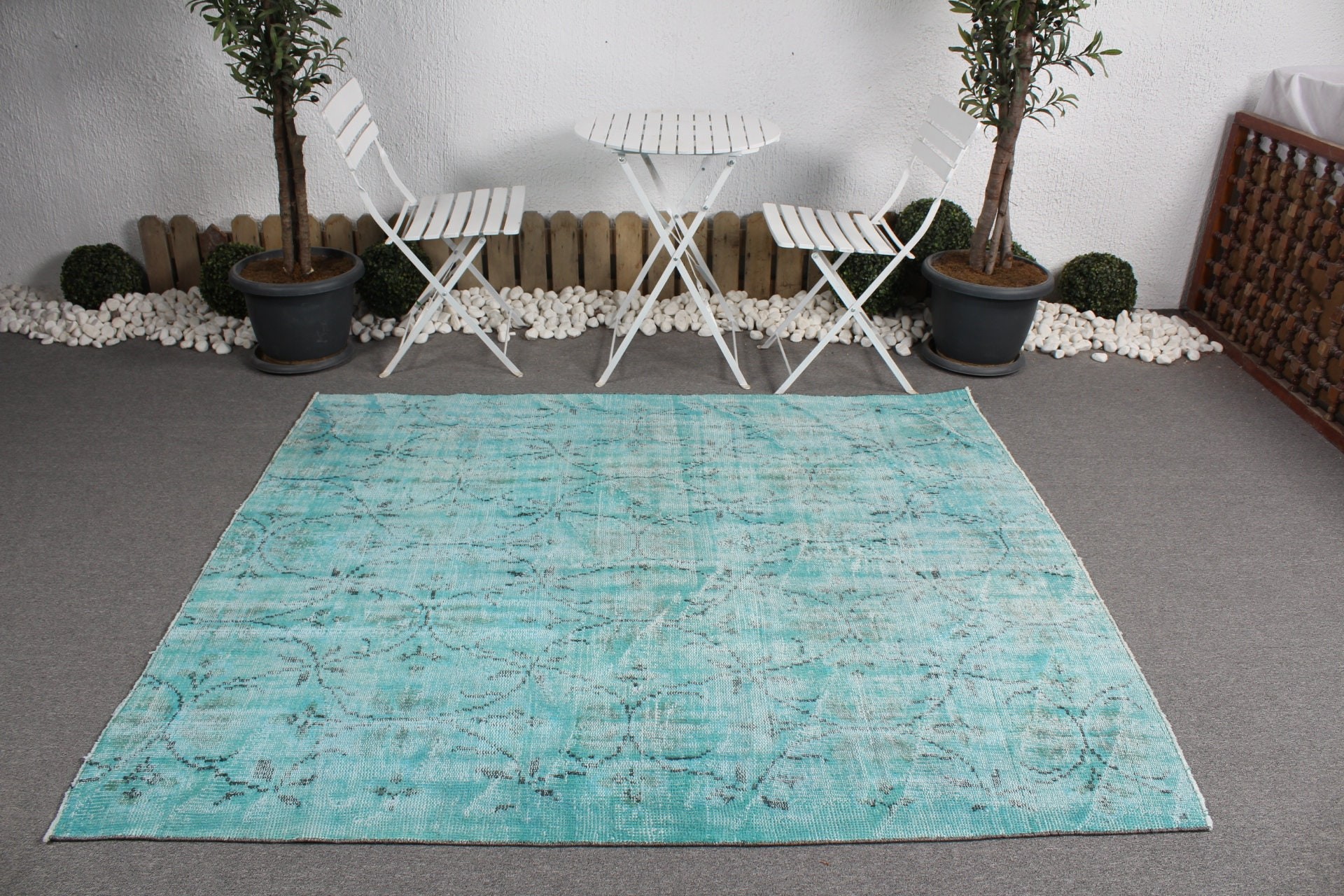 5.5x6.4 ft Area Rug, Cool Rug, Bedroom Rugs, Antique Rug, Rugs for Dining Room, Blue Cool Rug, Vintage Rug, Indoor Rugs, Turkish Rug