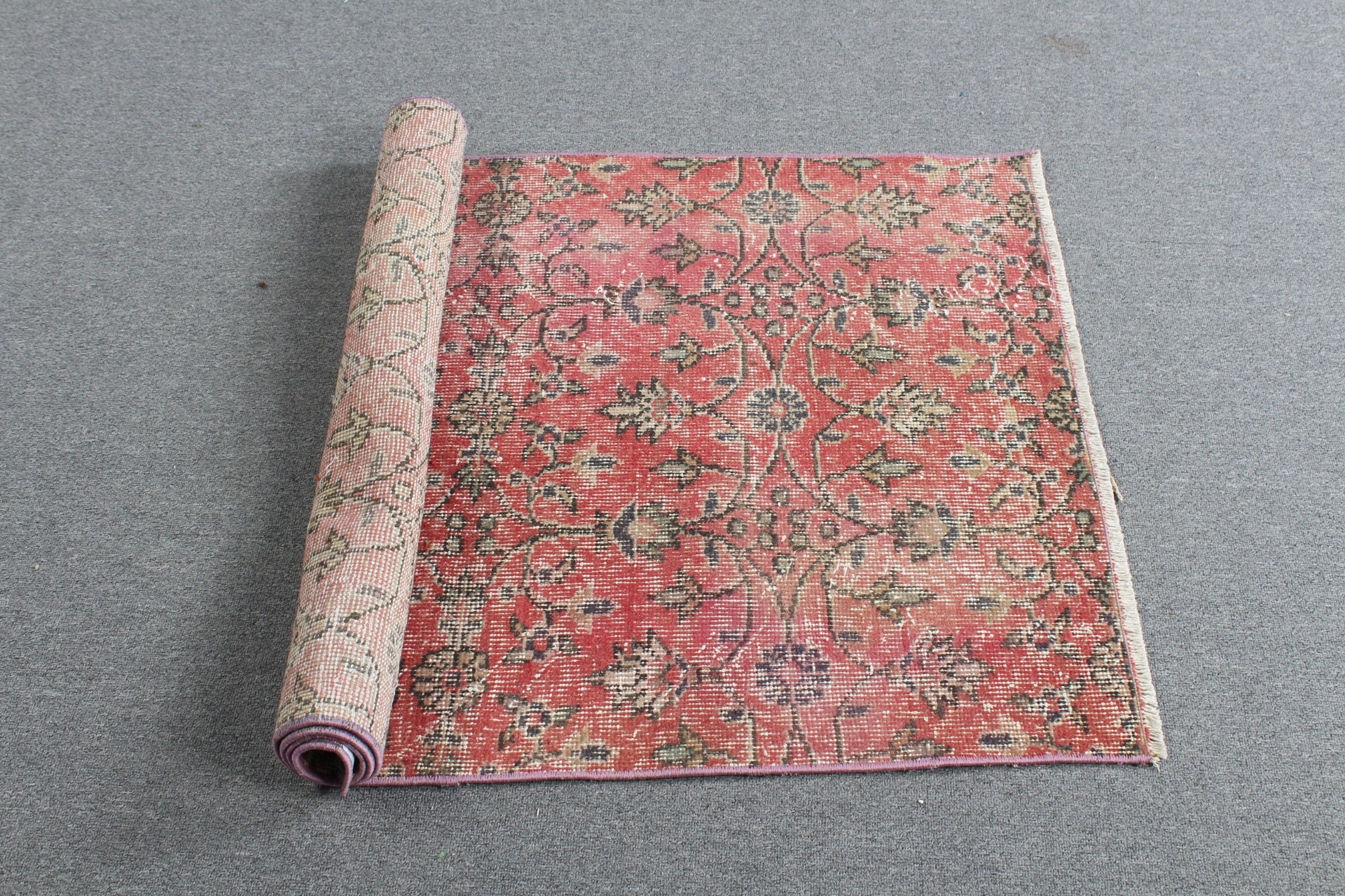 Araba Paspasları için Halılar, Oushak Halısı, 2,7x5,4 ft Küçük Halılar, Pembe Fas Halısı, Yatak Odası Halısı, Türk Halısı, Vintage Halılar, Kapı Paspas Halısı, Banyo Halıları