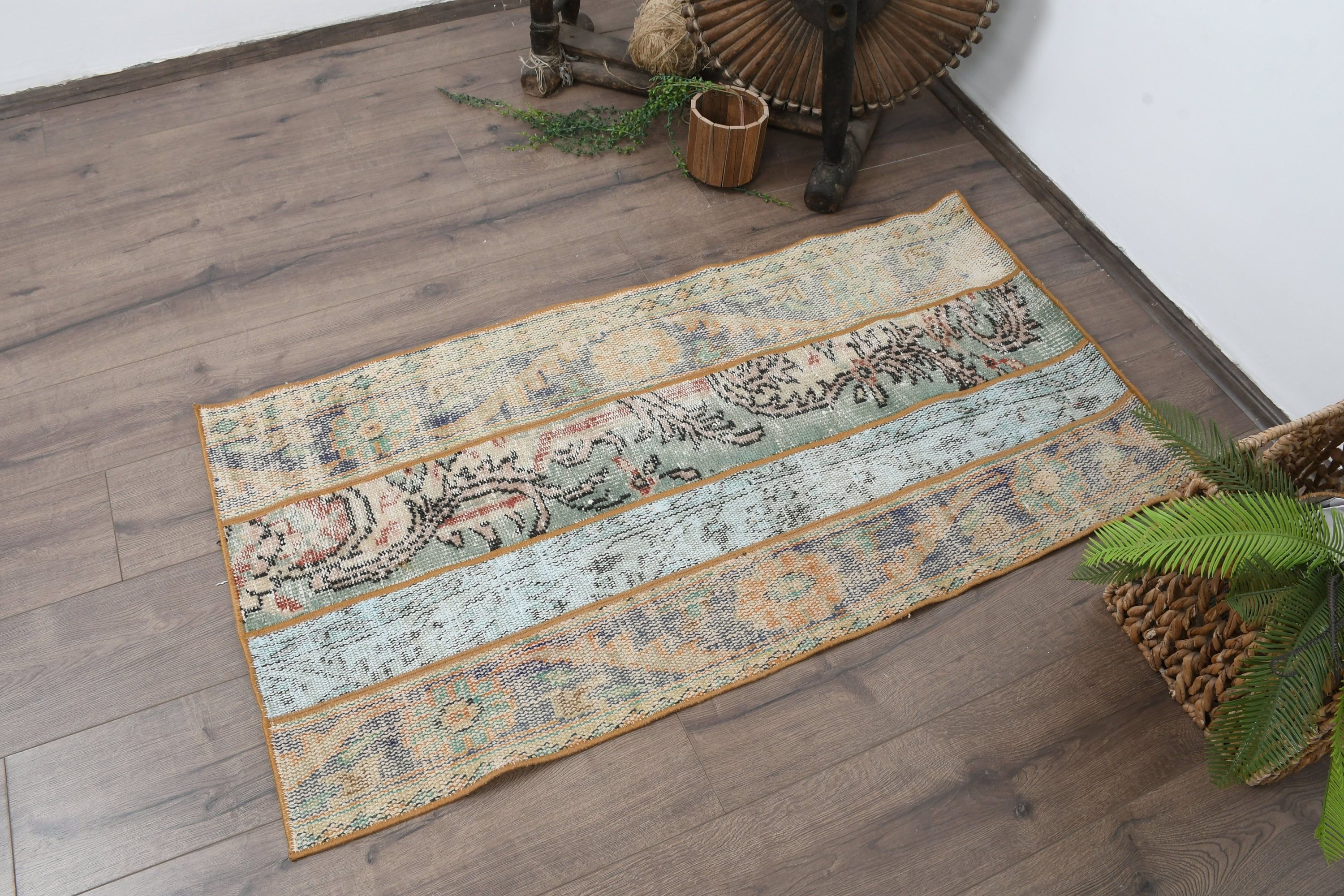 2.2x4.3 ft Small Rugs, Nursery Rugs, Yellow Cool Rug, Turkish Rug, Antique Rug, Vintage Rugs, Floor Rugs, Bathroom Rug