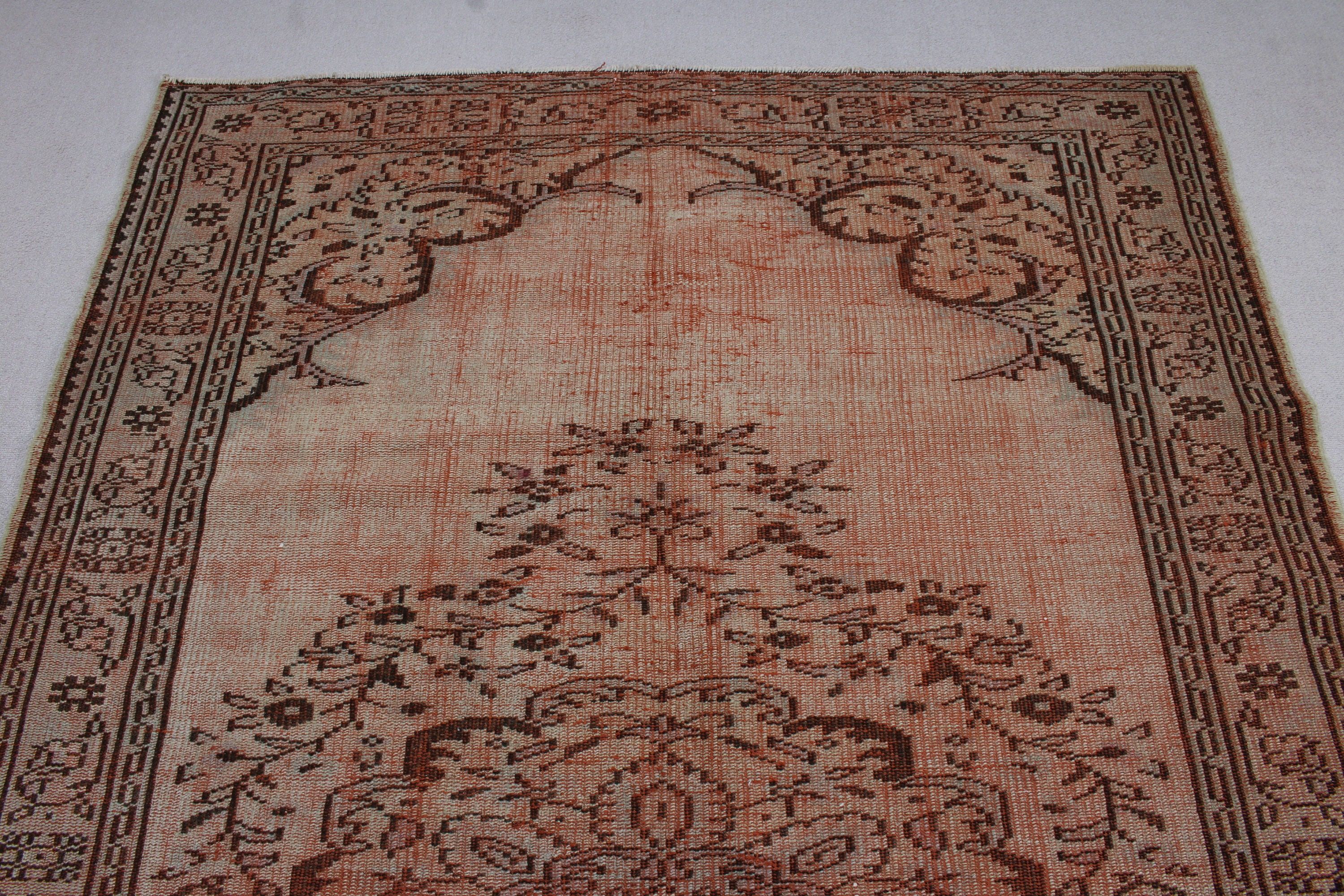 Vintage Halı, Salon Halısı, Kahverengi Oryantal Halılar, 5.3x8.1 ft Büyük Halılar, Büyük Oushak Halıları, Türk Halısı, Ev Dekorasyonu Halıları