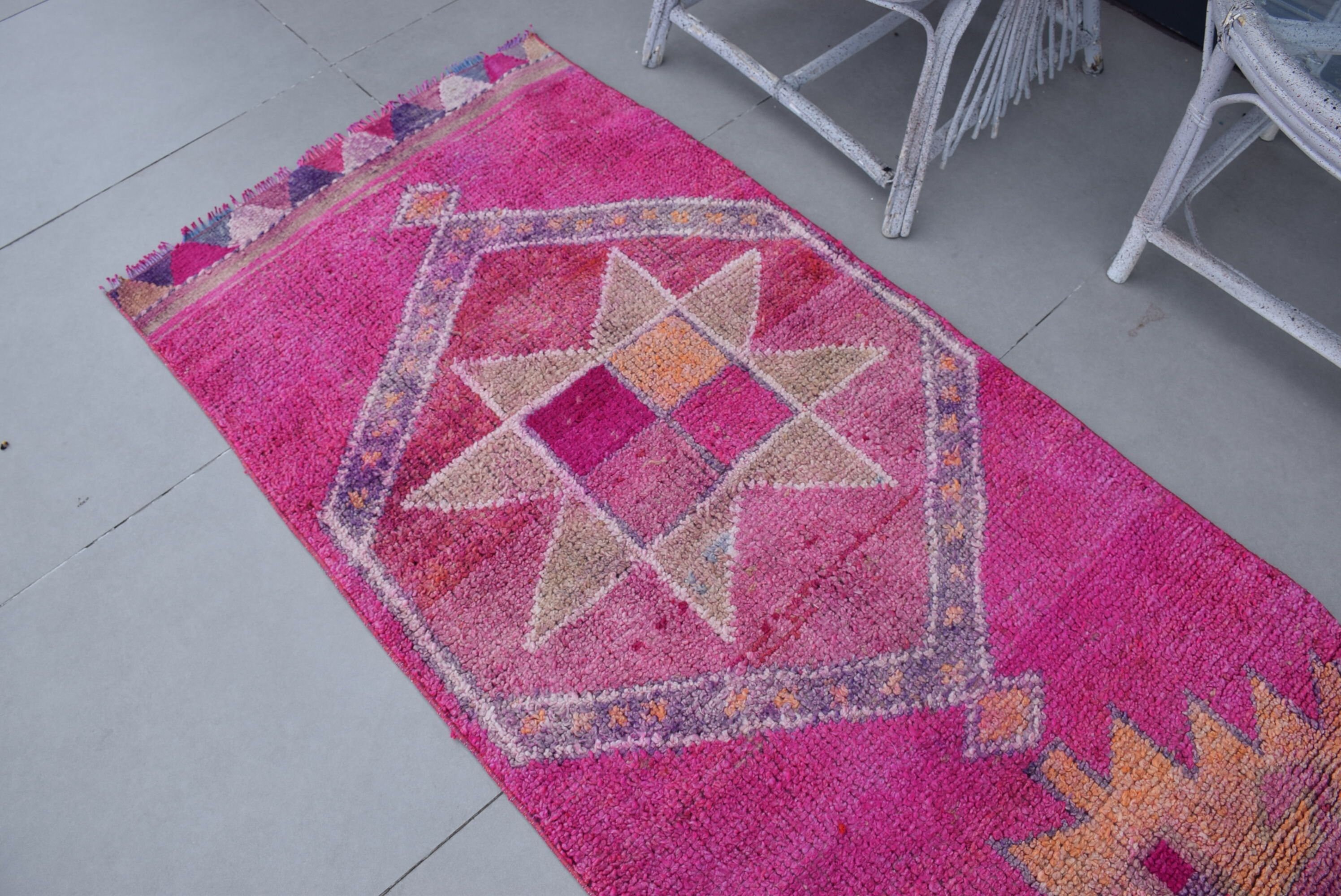 Pink  2.8x10.5 ft Runner Rugs, Dorm Rug, Anatolian Rugs, Corridor Rugs, Turkish Rugs, Vintage Rugs, Floor Rug, Hallway Rugs