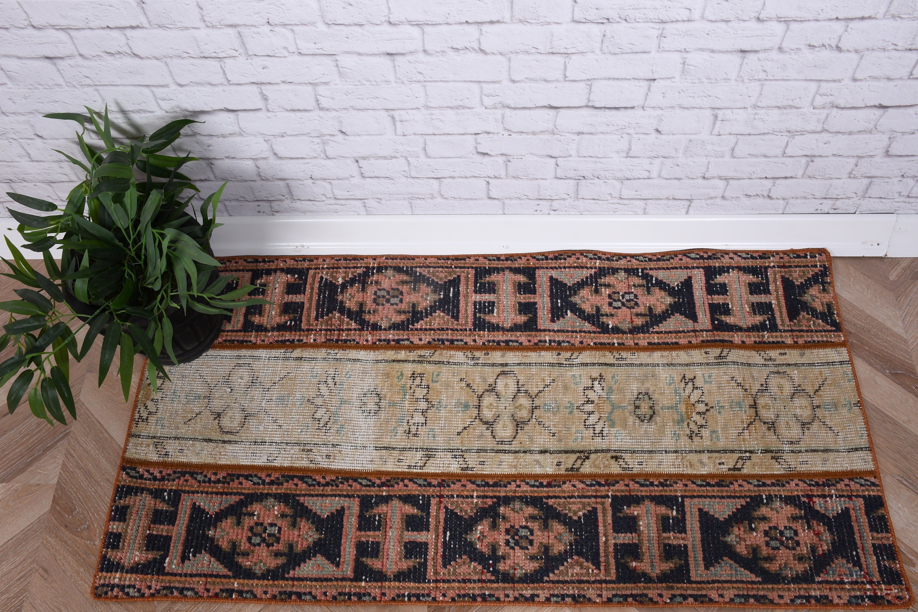 Antika Halı, Vintage Halı, Bej Anadolu Halısı, Paspas Kilimleri, Banyo Halısı, Çocuk Halıları, Türk Halısı, 1.9x3.7 ft Küçük Halılar, Yün Halı