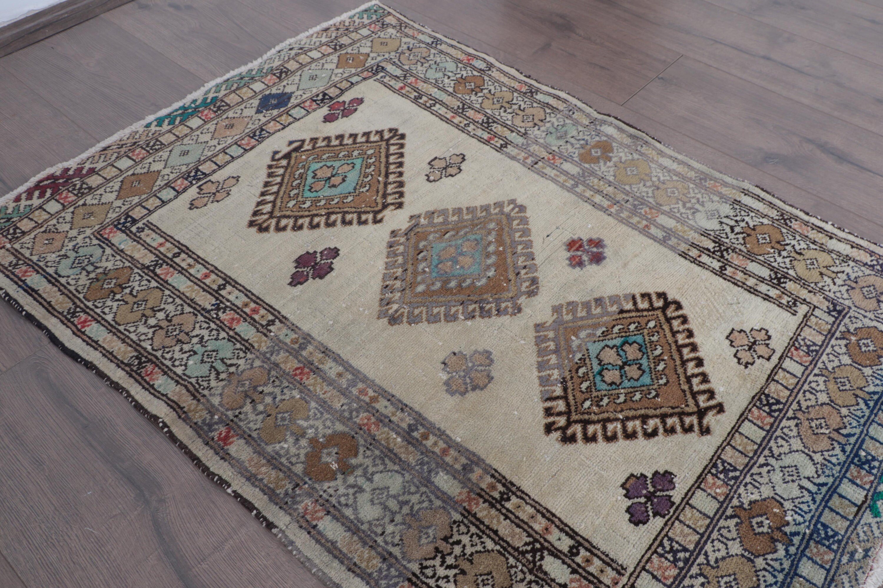 Nursery Rugs, Turkish Rugs, Bedroom Rugs, Beige Boho Rugs, 2.4x3.3 ft Small Rug, Statement Rugs, Vintage Rug, Handwoven Rugs, Door Mat Rug