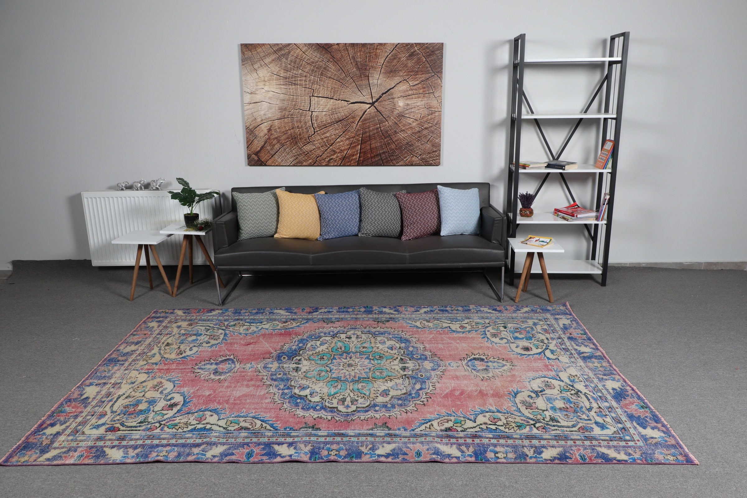 Living Room Rugs, Floor Rugs, Vintage Rug, Dining Room Rugs, 5.8x9.2 ft Large Rug, Pink Oriental Rug, Oushak Rug, Turkish Rug
