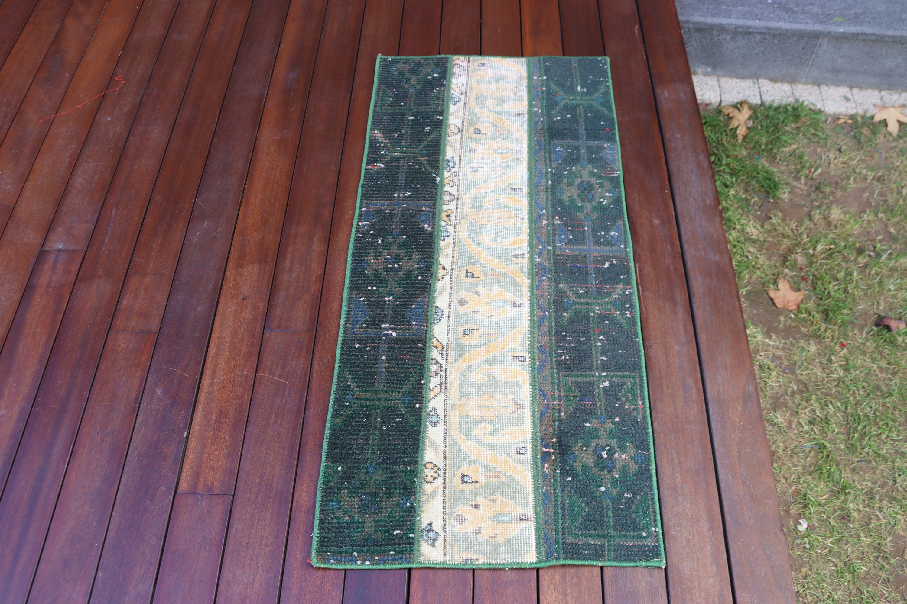 Vintage Rug, Entry Rug, Green Handwoven Rugs, Turkish Rug, Aesthetic Rug, Moroccan Rug, Statement Rug, Nursery Rugs, 1.7x3.8 ft Small Rugs