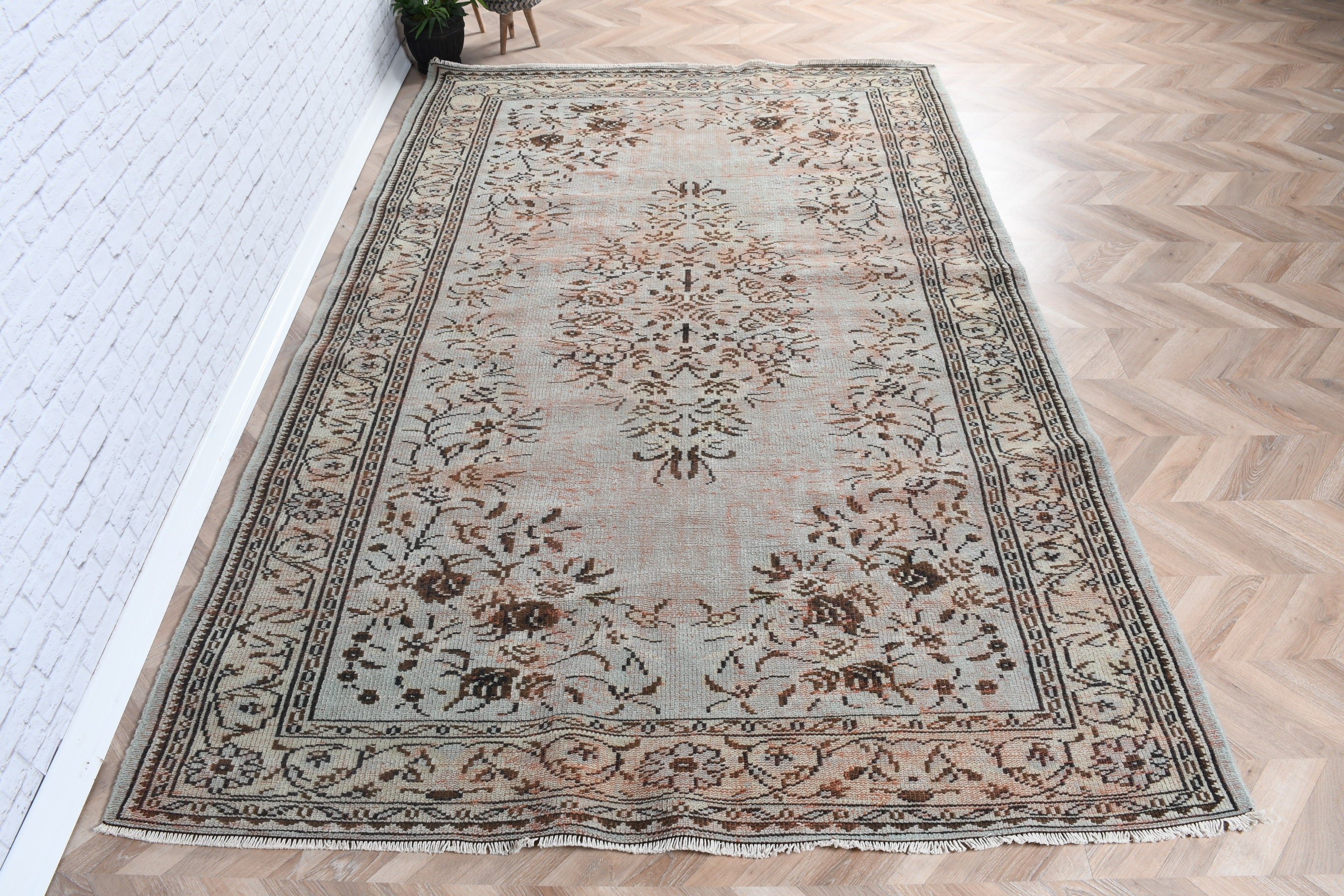 Oriental Rugs, Bronze Floor Rugs, Bedroom Rug, Artistic Rug, Vintage Rug, 6x9.1 ft Large Rug, Turkish Rugs, Salon Rugs, Dining Room Rug