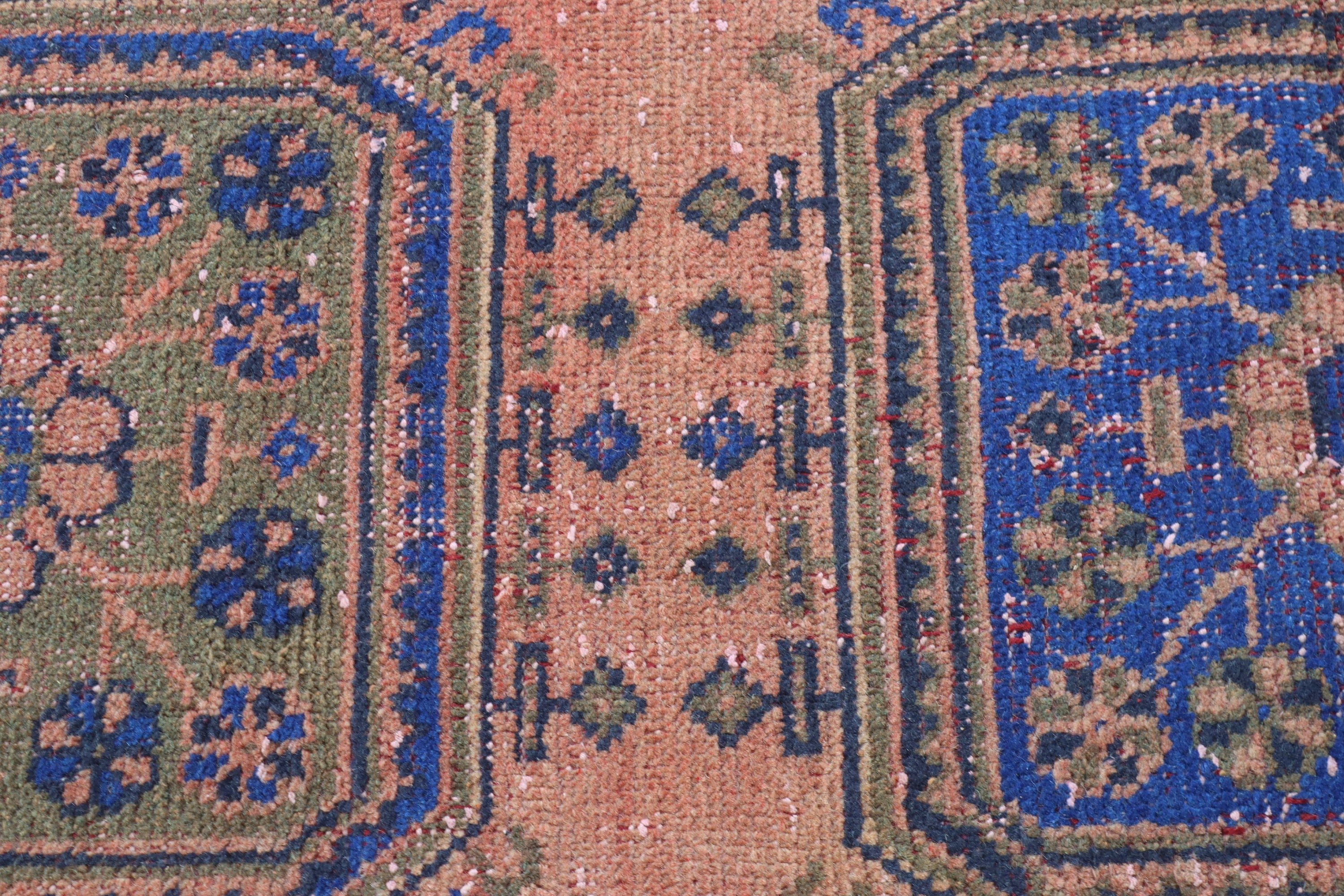 Geometric Rug, Blue Antique Rugs, 2.1x10.6 ft Runner Rug, Vintage Rug, Beni Ourain Runner Rug, Turkey Rug, Home Decor Rug, Turkish Rugs