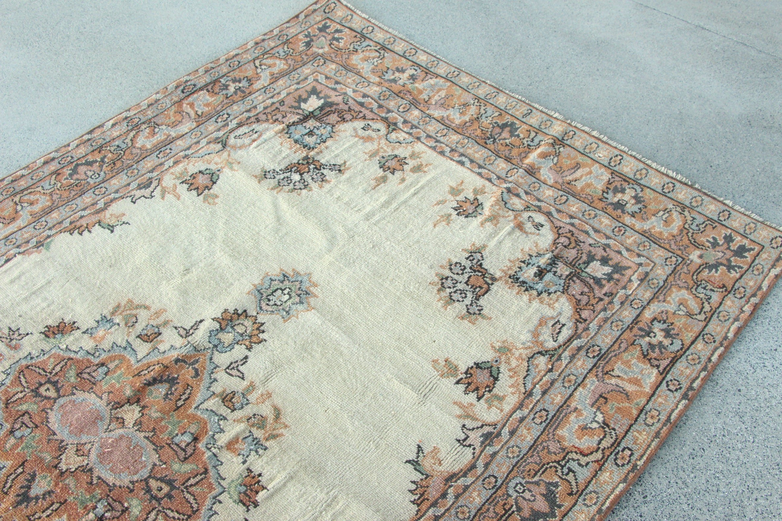 Beige  4.6x7.1 ft Area Rug, Handmade Rug, Rugs for Nursery, Wool Rugs, Turkish Rug, Home Decor Rug, Vintage Rug, Kitchen Rug