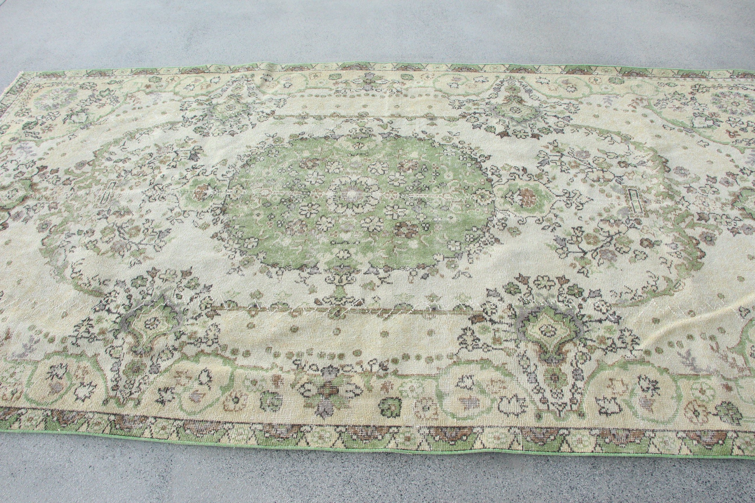 Bej Nötr Halı, Büyük Oushak Halı, Fas Halısı, Vintage Halılar, Türk Halıları, Büyük Boho Halıları, 5.2x10.1 ft Büyük Halı, Oushak Halıları