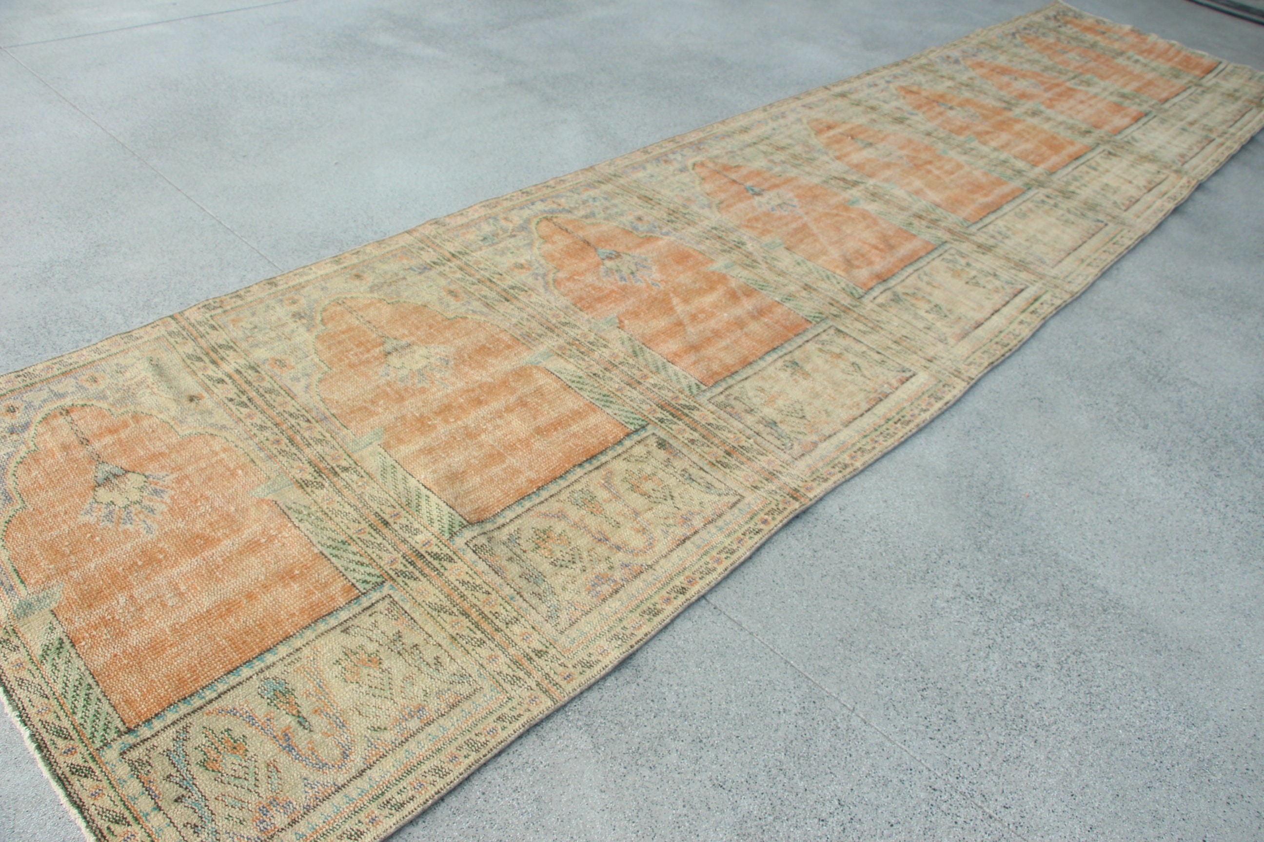 Mutfak Halıları, 4.1x18.3 ft Yolluk Halıları, Turuncu Ev Dekorasyonu Halısı, Merdiven Halıları, Aztek Halısı, Vintage Halı, Türk Halıları, Koridor Halısı, Oushak Halıları