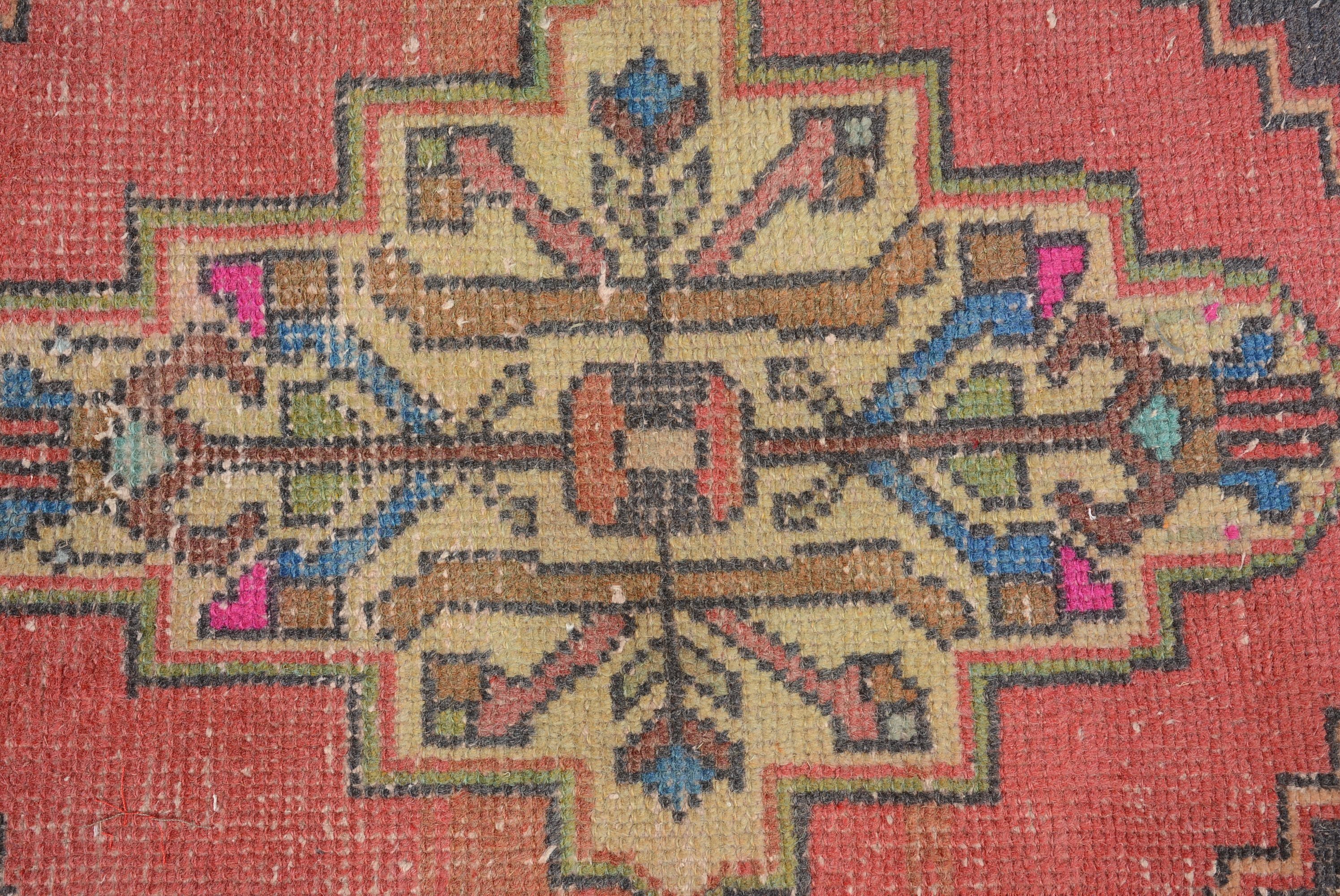 1.2x3.1 ft Küçük Halı, Araba Paspas Halısı, Kırmızı Soğuk Halılar, Anadolu Halısı, Banyo Halıları, Türk Halısı, Giriş Halısı, Vintage Halılar