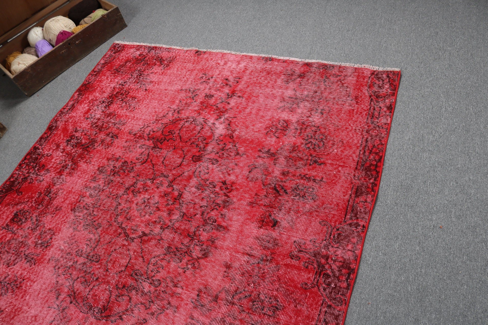 Turkish Rug, 5.4x6 ft Area Rugs, Luxury Rugs, Oushak Area Rug, Antique Rug, Vintage Area Rug, Red Antique Rug, Vintage Rug, Home Decor Rugs