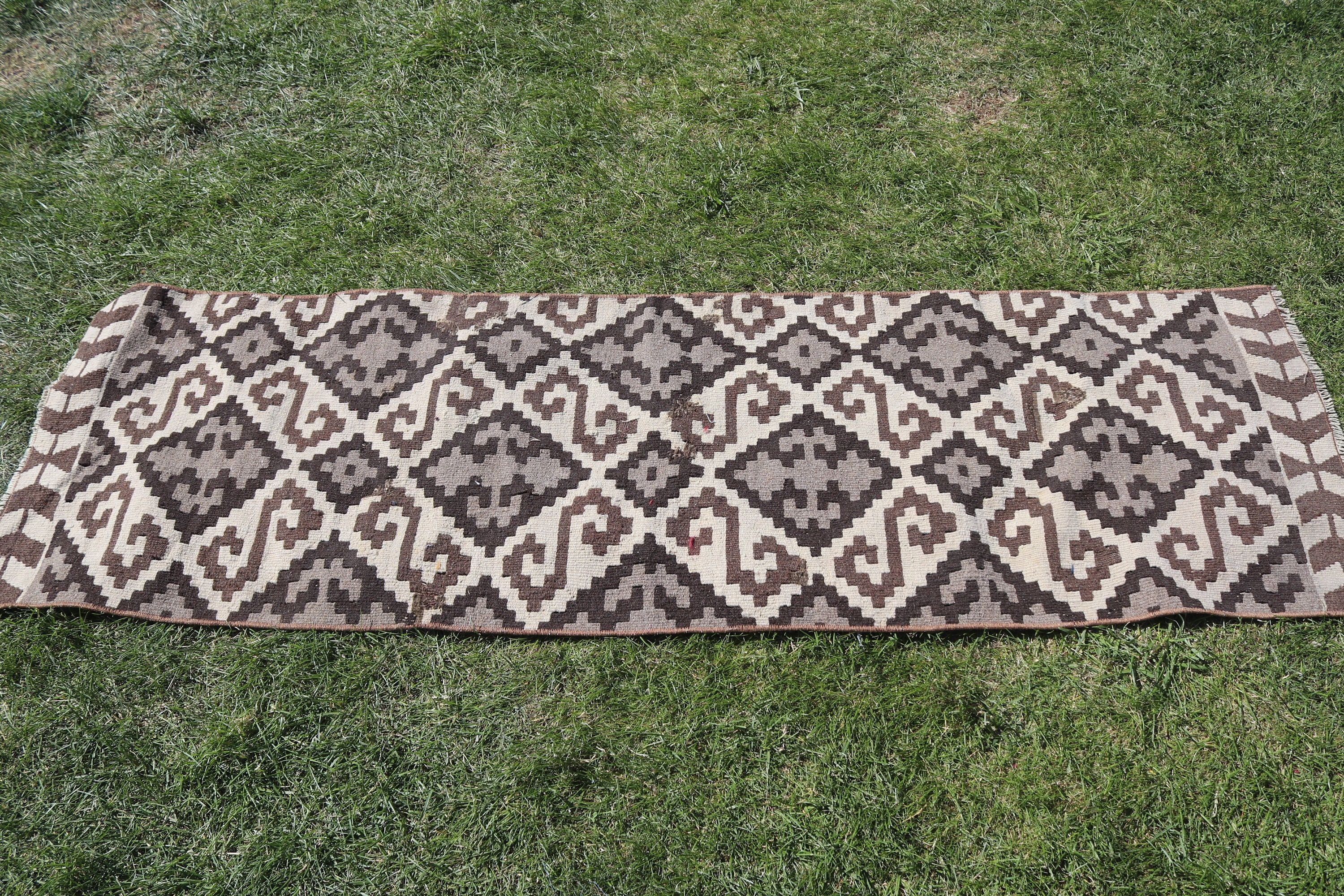 Türk Halıları, Kilim, Yün Halı, 1.7x5.7 ft Runner Halı, Vintage Halılar, Vintage Runner Halı, Bej Oryantal Halılar, Uzun Yolluk Halı, Yatak Odası Halıları