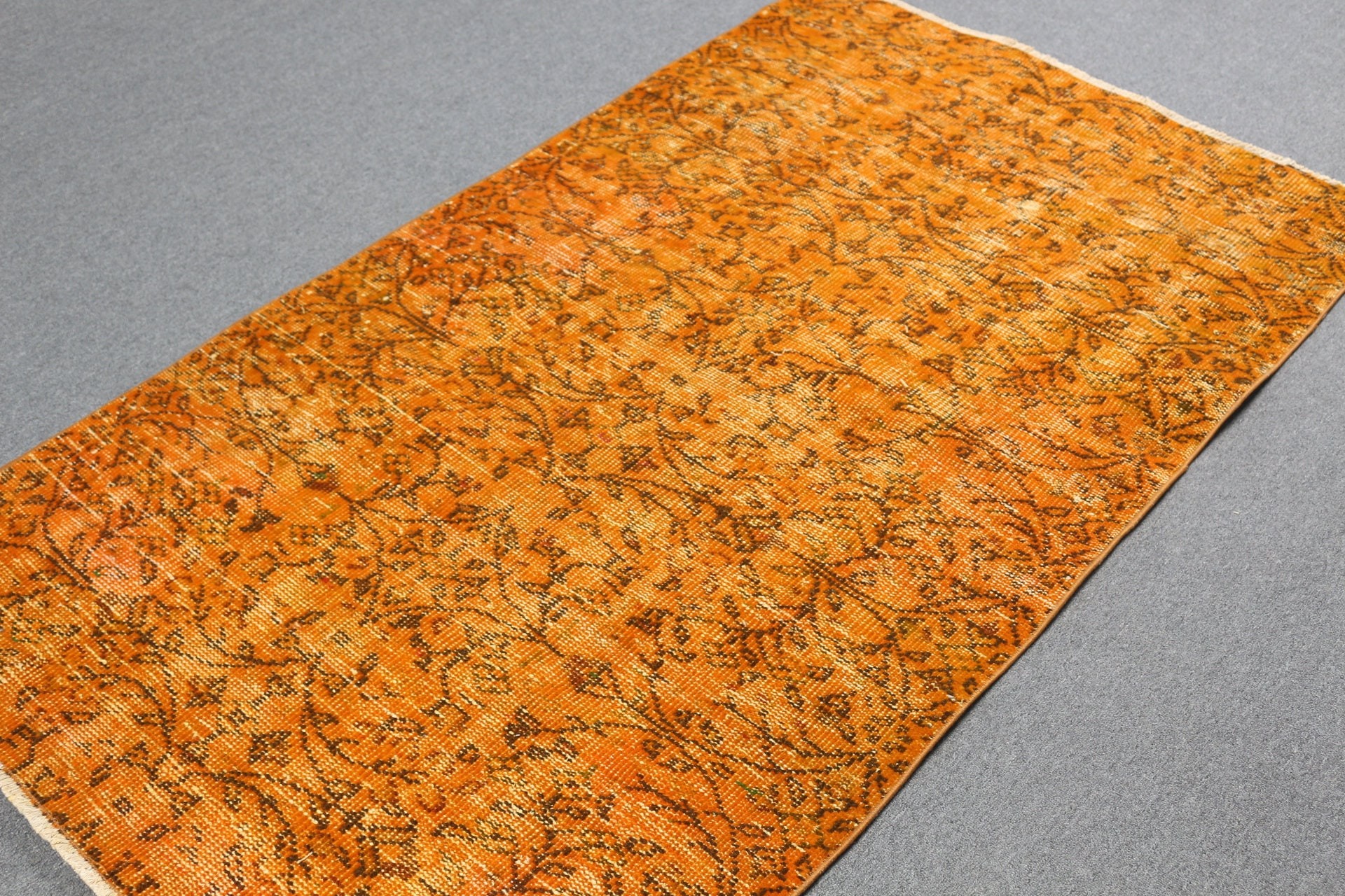 3.5x6.3 ft Accent Rug, Art Rug, Vintage Rug, Orange Home Decor Rugs, Turkish Rugs, Moroccan Rugs, Entry Rugs, Oushak Rug, Kitchen Rug