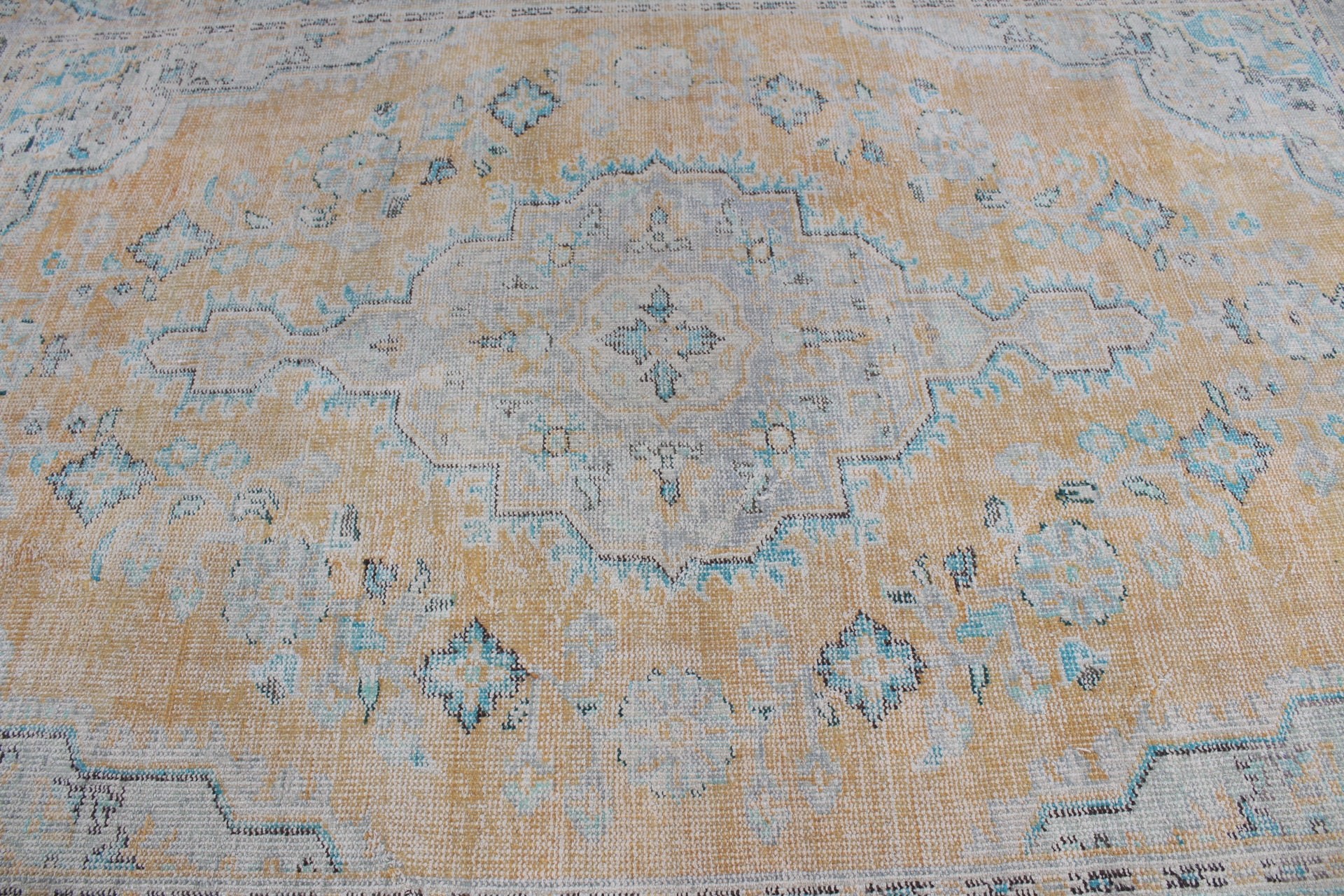 Living Room Rug, Antique Rugs, Yellow Home Decor Rug, Turkish Rug, Dining Room Rugs, 7.2x10.1 ft Oversize Rug, Vintage Rug