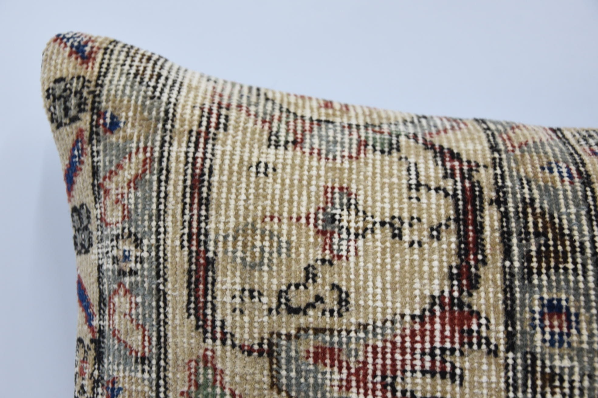 Boho Pillow Sham Cover, 16"x24" Red Cushion Case, Christmas Cushion Cover, Turkish Kilim Pillow, Vintage Kilim Throw Pillow