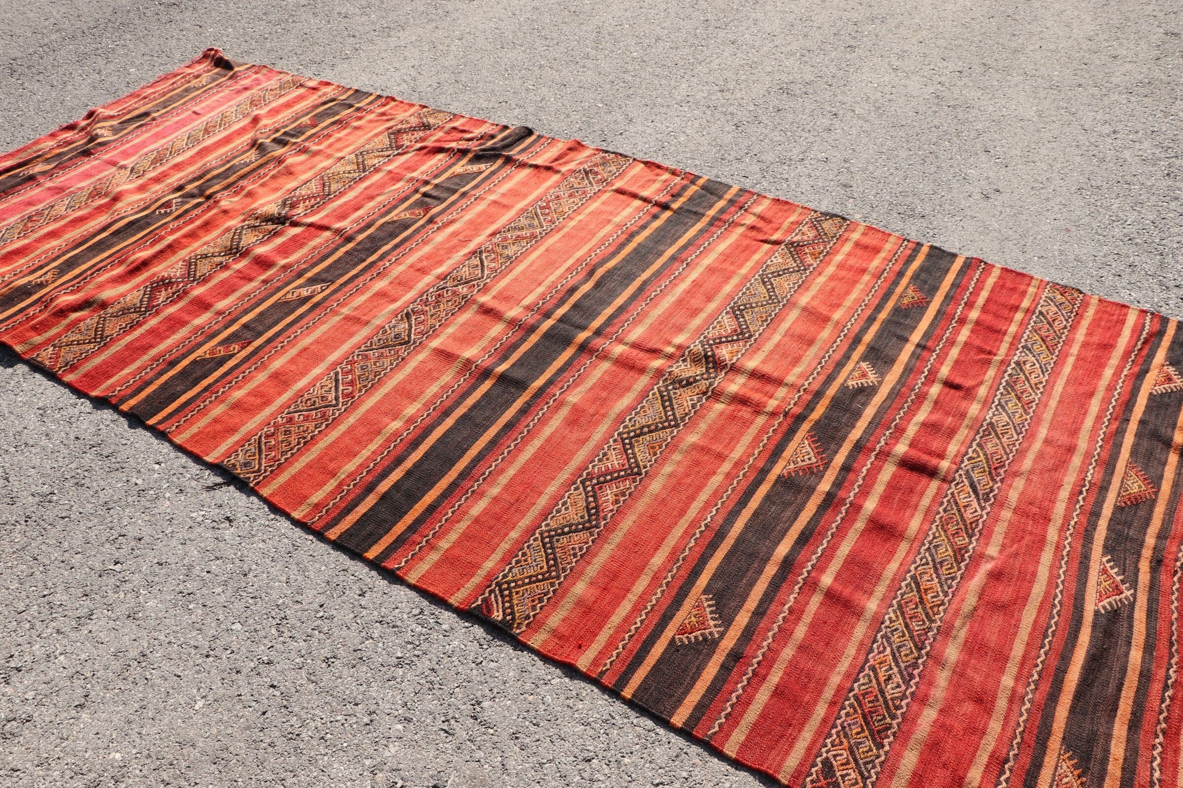 Cool Rug, Kilim, Anatolian Rug, Bedroom Rug, Turkish Rugs, Red Floor Rug, Turkey Rug, Living Room Rugs, 4.8x11.4 ft Large Rug, Vintage Rugs