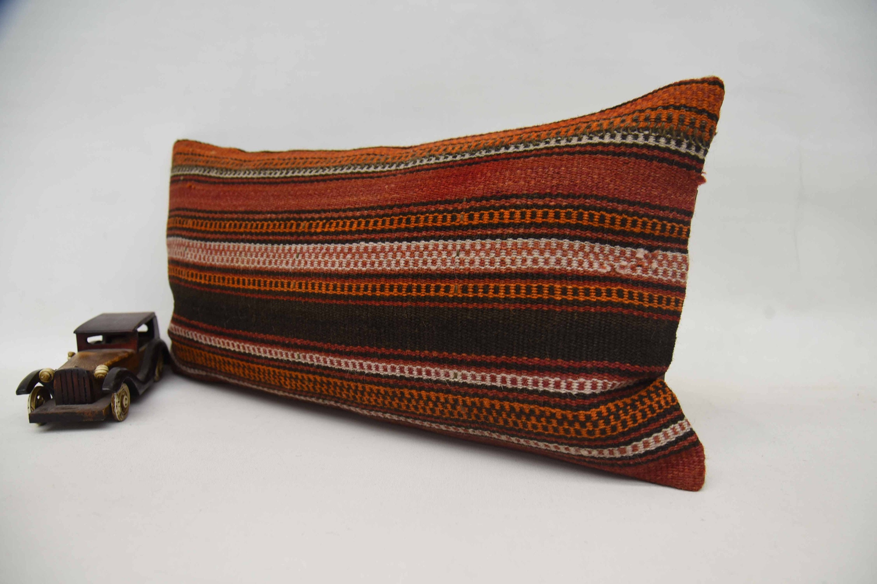 Authentic Cushion Case, Turkish Pillow, 12"x24" Red Pillow Cover, Vintage Kilim Throw Pillow, Accent Pillow Case, Turkish Kilim Pillow