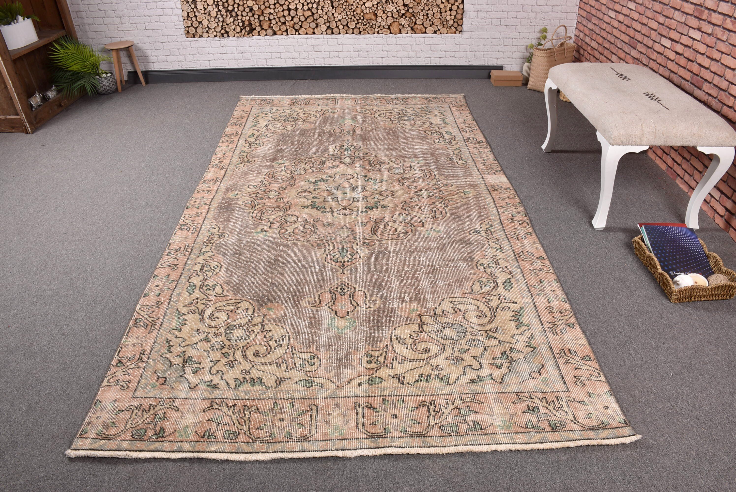 Büyük Vintage Halı, 4.9x9.4 ft Büyük Halı, Yemek Odası Halıları, Vintage Halılar, Mutfak Halıları, Türk Halıları, Bej Lüks Halı, El Dokuma Halılar