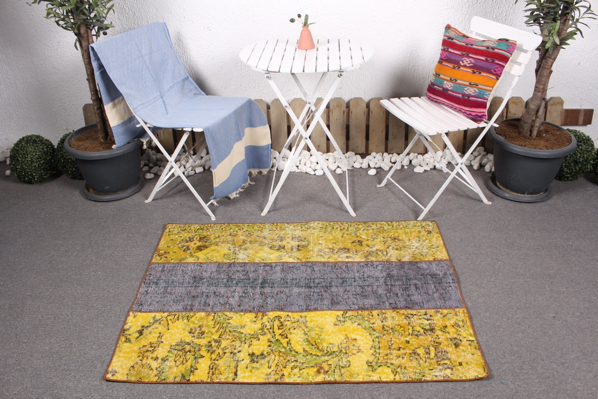 3x4.1 ft Small Rugs, Wall Hanging Rug, Kitchen Rugs, Bathroom Rugs, Pastel Rugs, Yellow Oushak Rug, Vintage Rug, Turkish Rugs