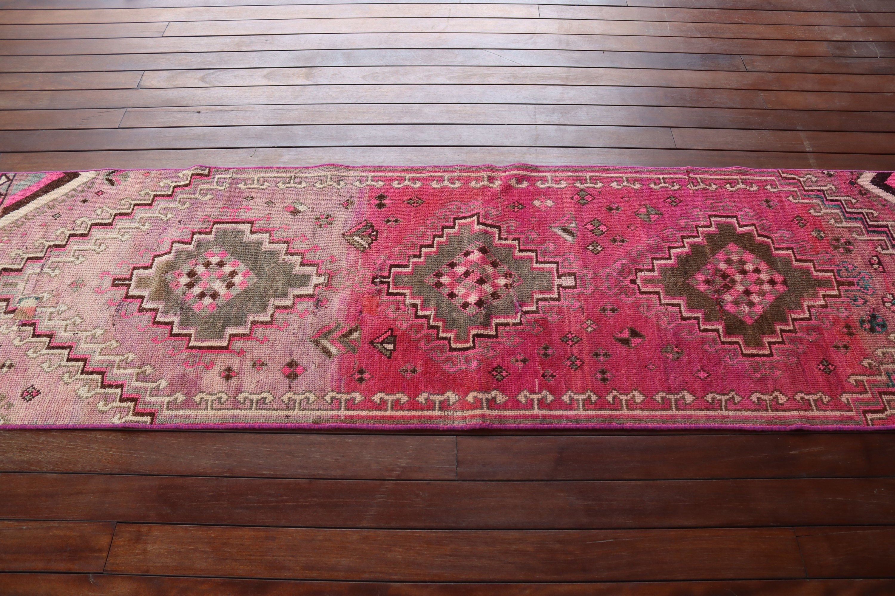 Turkish Rug, Pink Flatweave Rug, Vintage Rug, 2.5x8.7 ft Runner Rugs, Rug Runner Vintage Rugs, Corridor Rugs, Geometric Rug, Floor Rugs