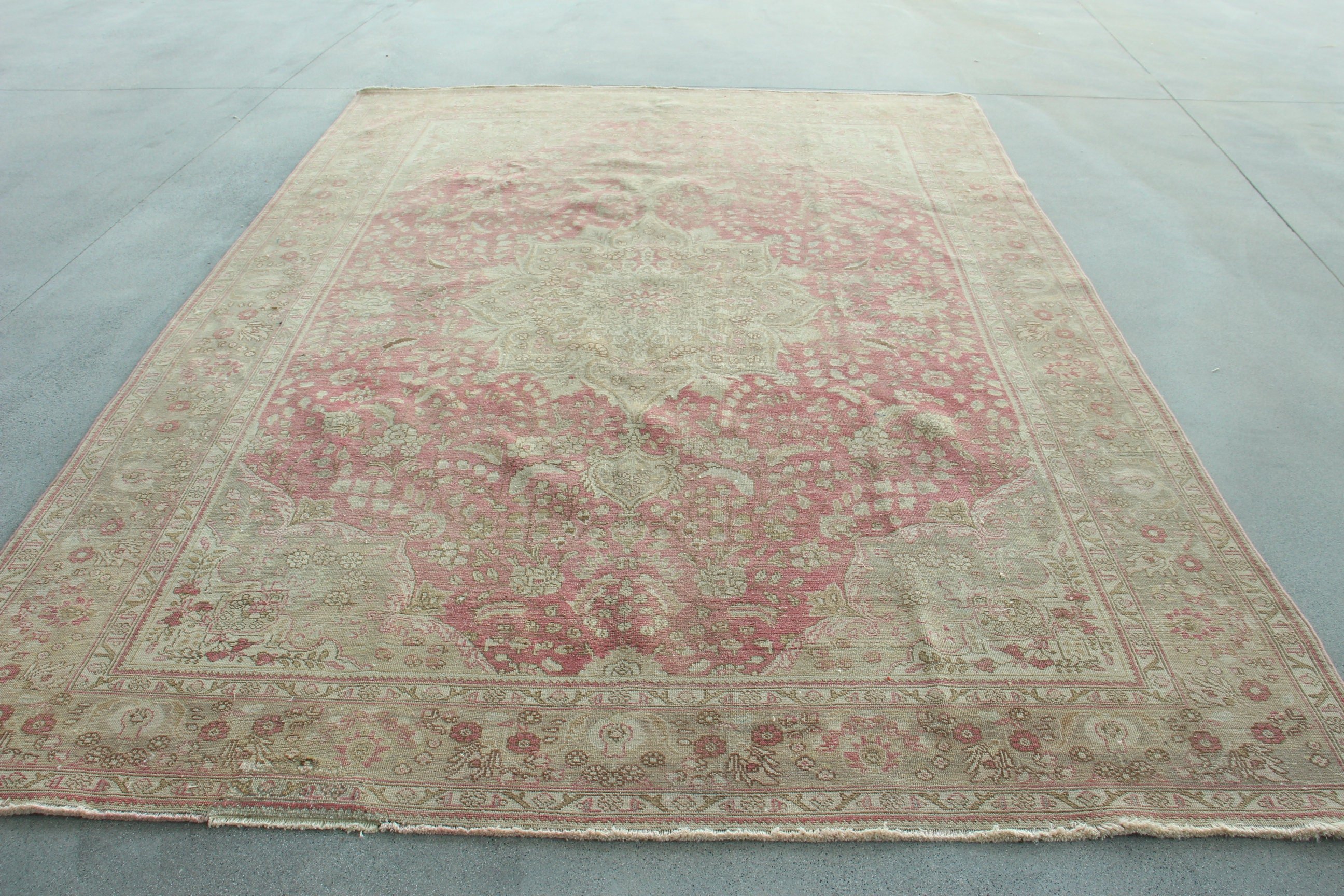 El Dokuma Halı, Vintage Halılar, Modern Halı, 7.9x11.3 ft Büyük Boy Halı, Salon Halıları, Mutfak Halıları, Bej Düz Dokuma Halılar, Salon Halısı, Türk Halısı