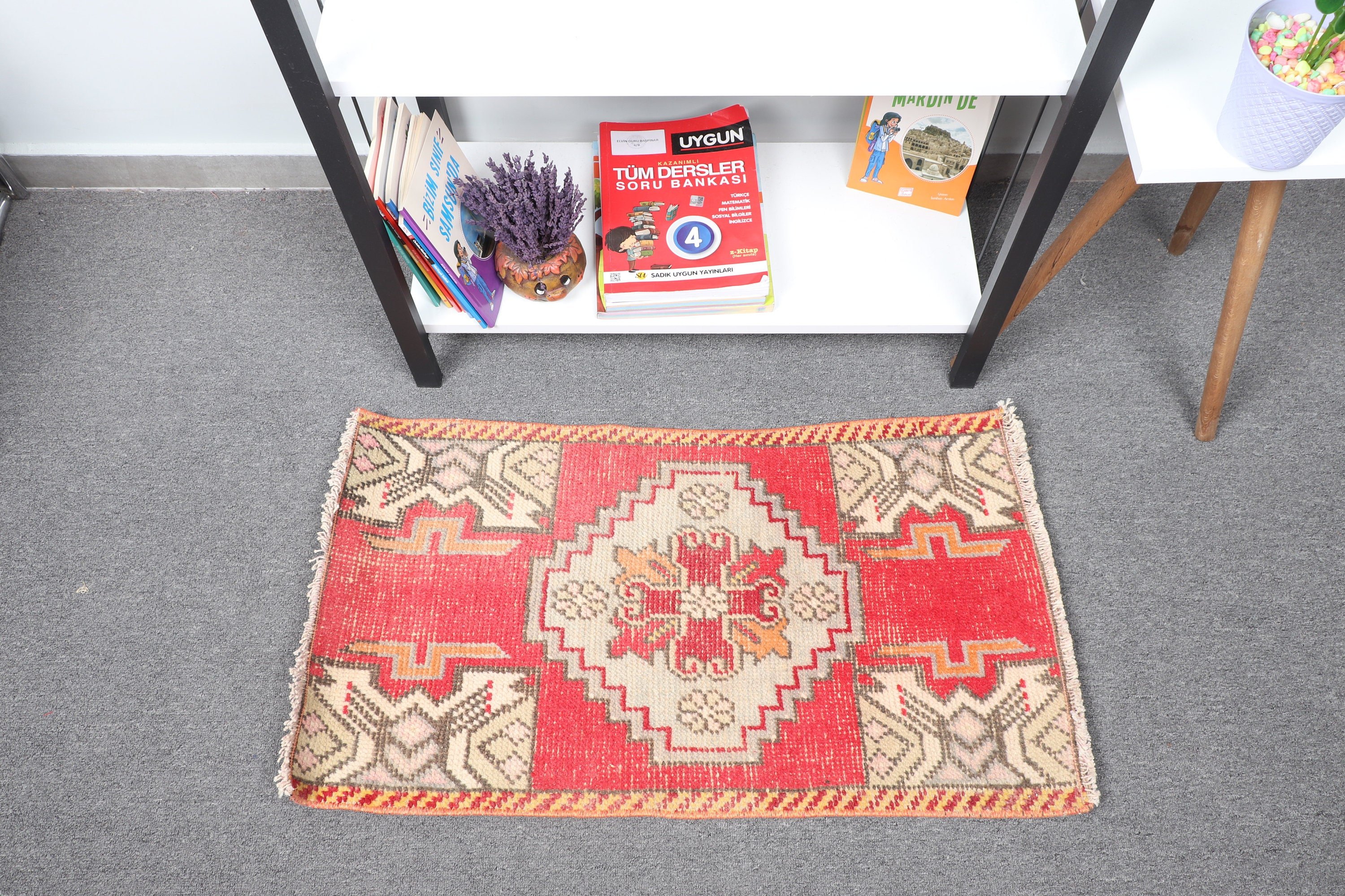 Red Home Decor Rug, Moroccan Rugs, Entry Rugs, Rugs for Bath, 1.5x2.7 ft Small Rug, Bedroom Rug, Turkish Rug, Car Mat Rugs, Vintage Rug