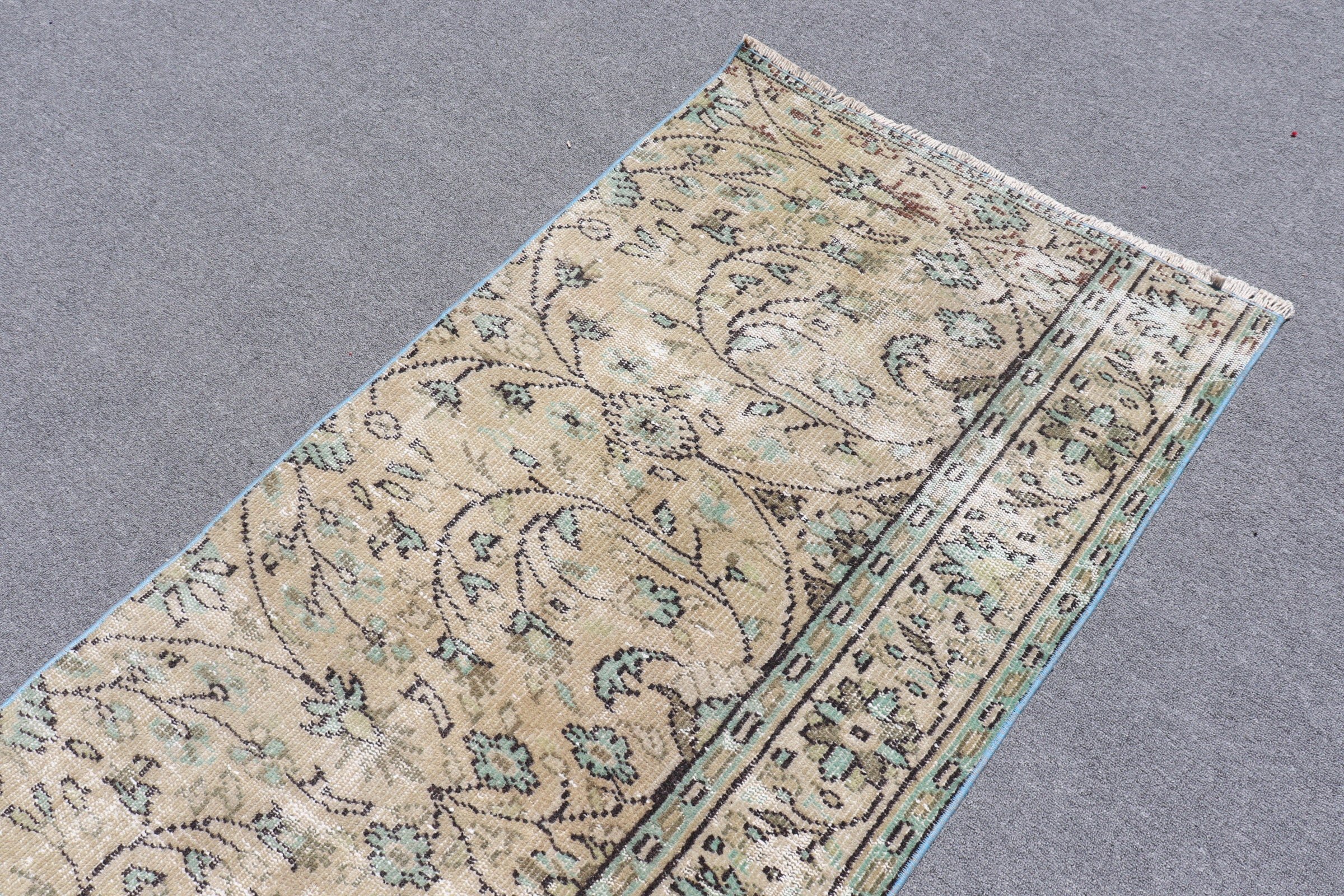 Organic Rug, Green Oushak Rug, 2.8x7.9 ft Runner Rug, Bedroom Rug, Anatolian Rugs, Turkish Rug, Vintage Rug, Hallway Rug, Corridor Rugs