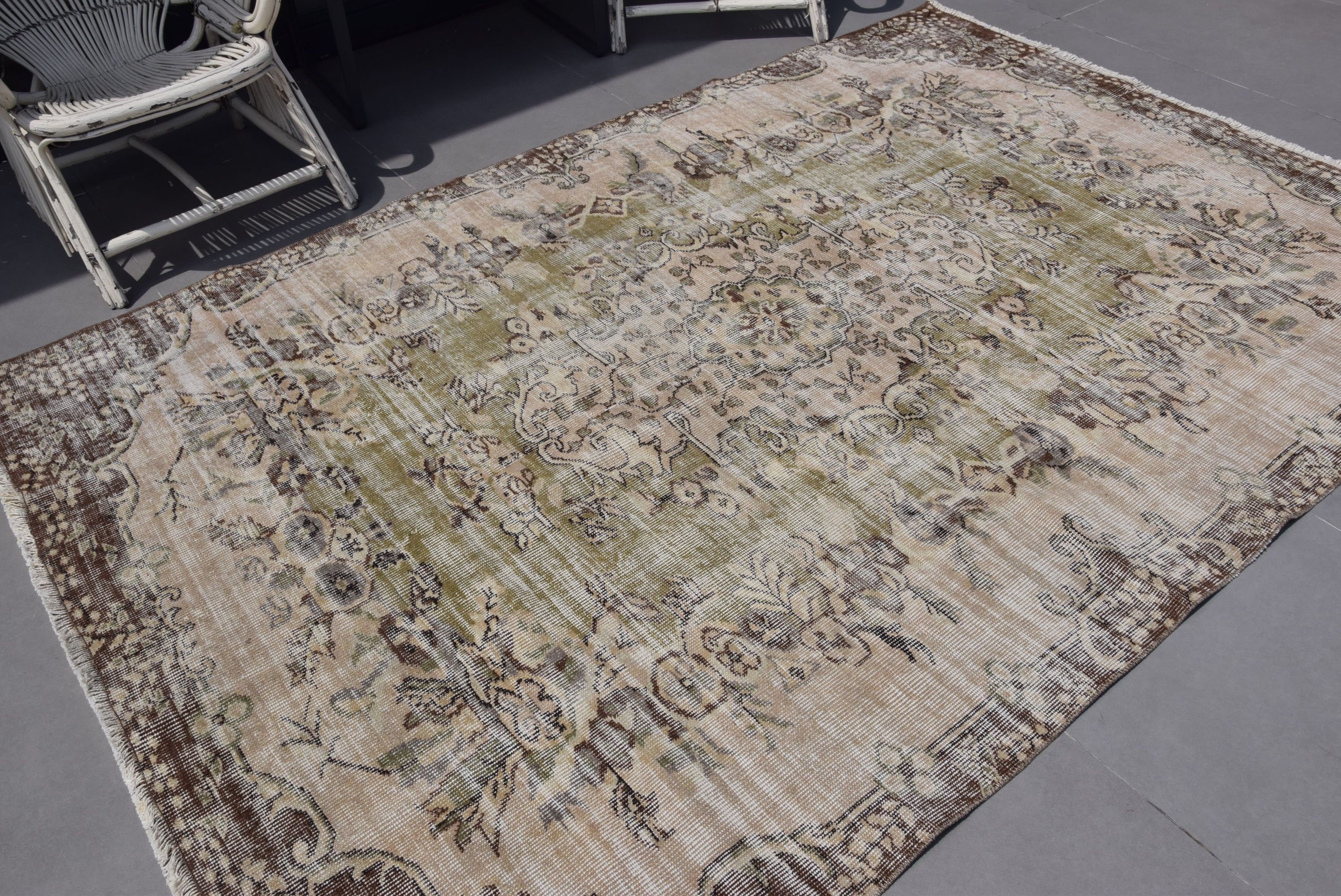 Rugs for Dining Room, Floor Rug, 5.9x8.5 ft Large Rug, Pastel Rug, Salon Rugs, Bedroom Rugs, Turkish Rug, Vintage Rugs, Brown Anatolian Rug