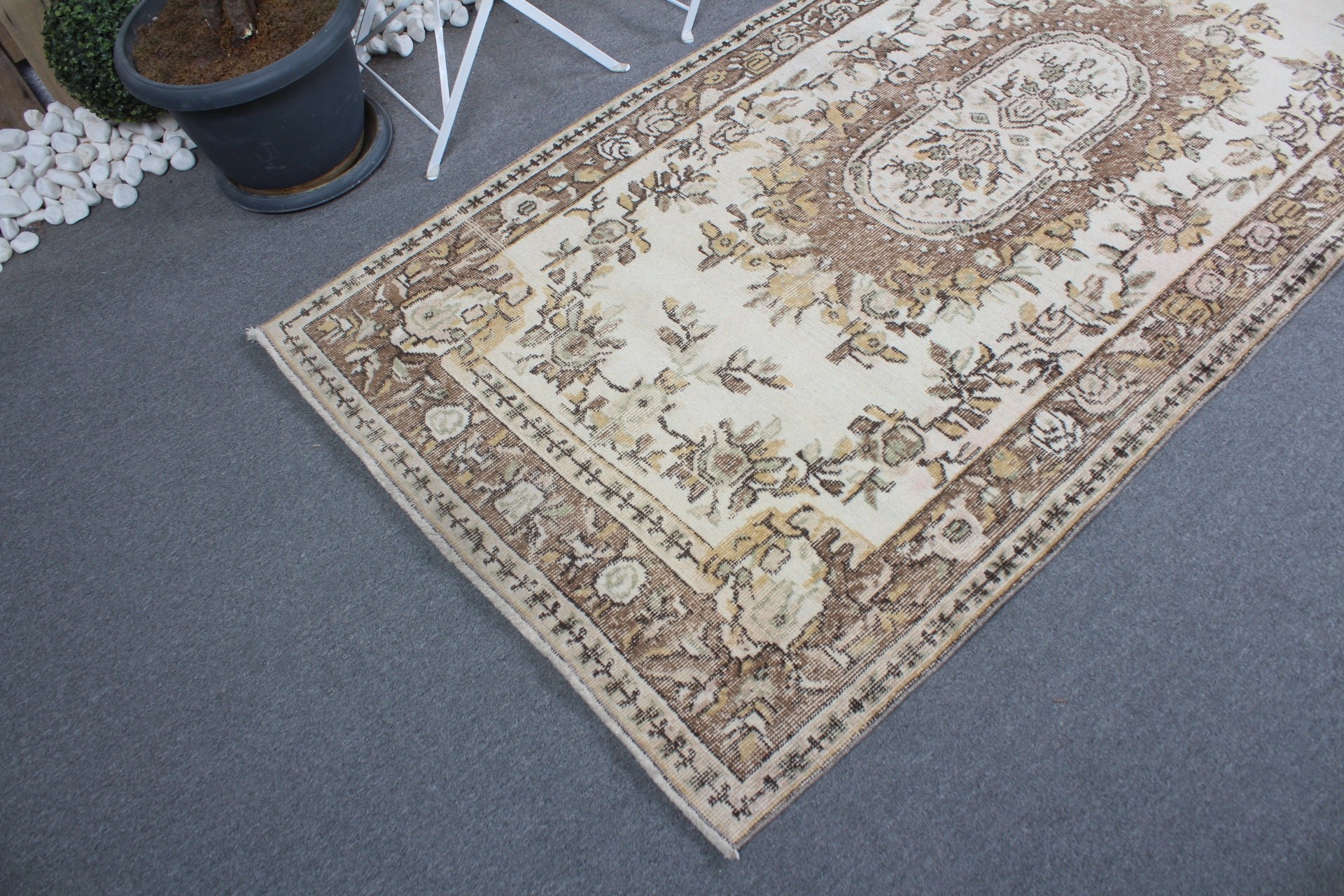 3.7x7.4 ft Area Rug, Nursery Rug, Bedroom Rug, Brown Antique Rugs, Indoor Rug, Turkish Rugs, Vintage Rug, Rugs for Floor