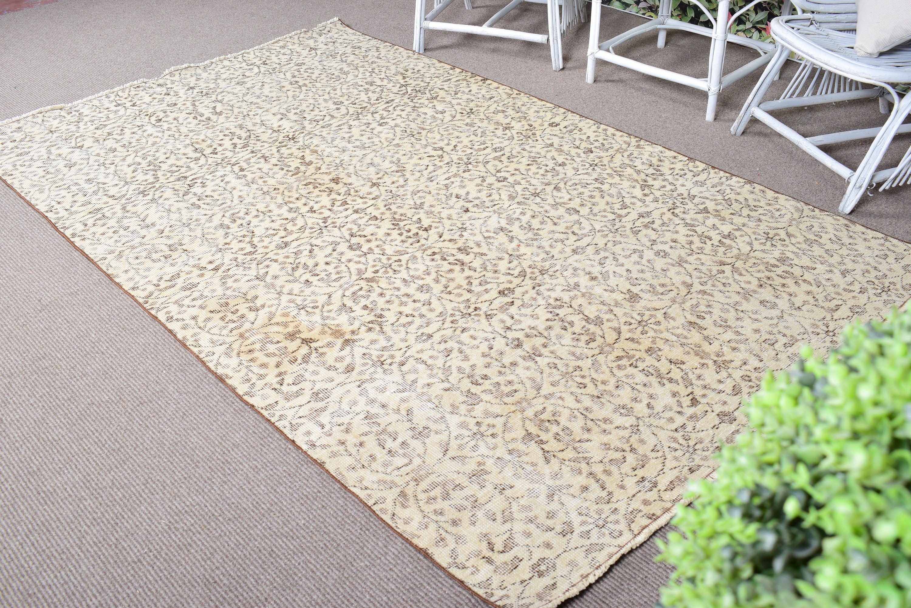 Large Oushak Rugs, Turkish Rug, Living Room Rugs, 5x8.1 ft Large Rug, Vintage Rugs, Beige Handwoven Rug, Neutral Rugs, Bedroom Rug