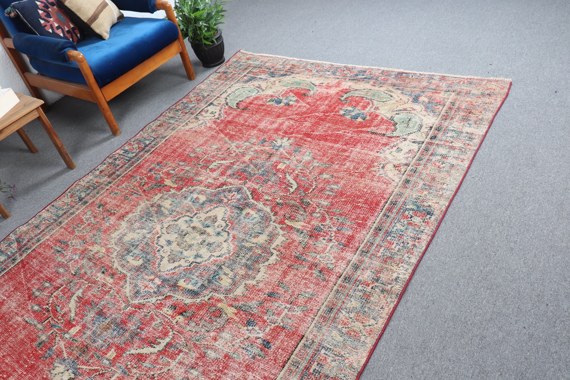 Living Room Rug, Turkish Rugs, Salon Rugs, Rugs for Bedroom, 5.5x9.3 ft Large Rugs, Cool Rugs, Vintage Rug, Moroccan Rug, Red Cool Rug