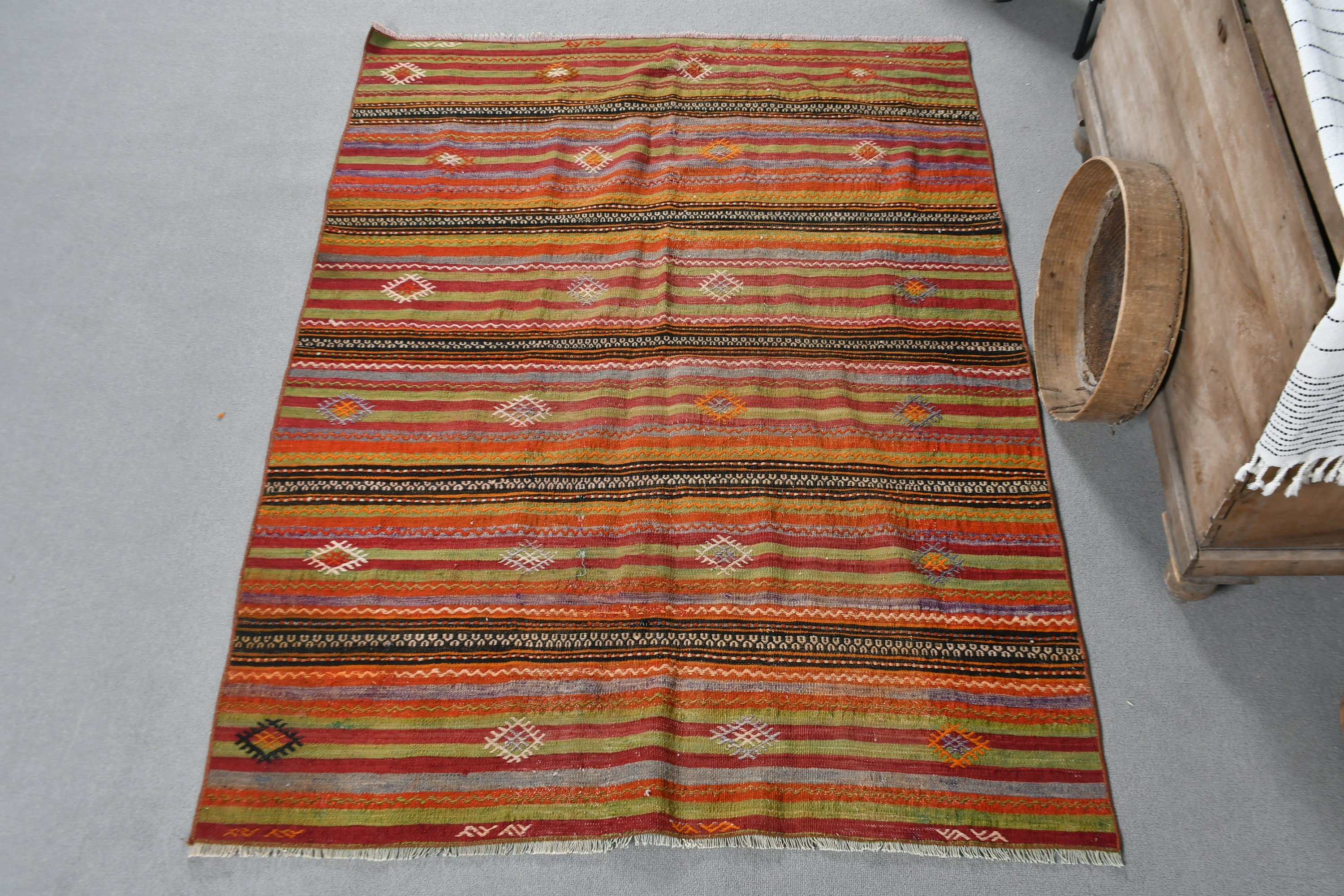 Çocuk Odası Halıları, Yatak Odası Halısı, Yün Halı, Türk Halıları, Vintage Halı, Mutfak Halısı, Kırmızı Antika Halı, Kilim, Soğuk Halı, 4x5.3 ft Accent Halı